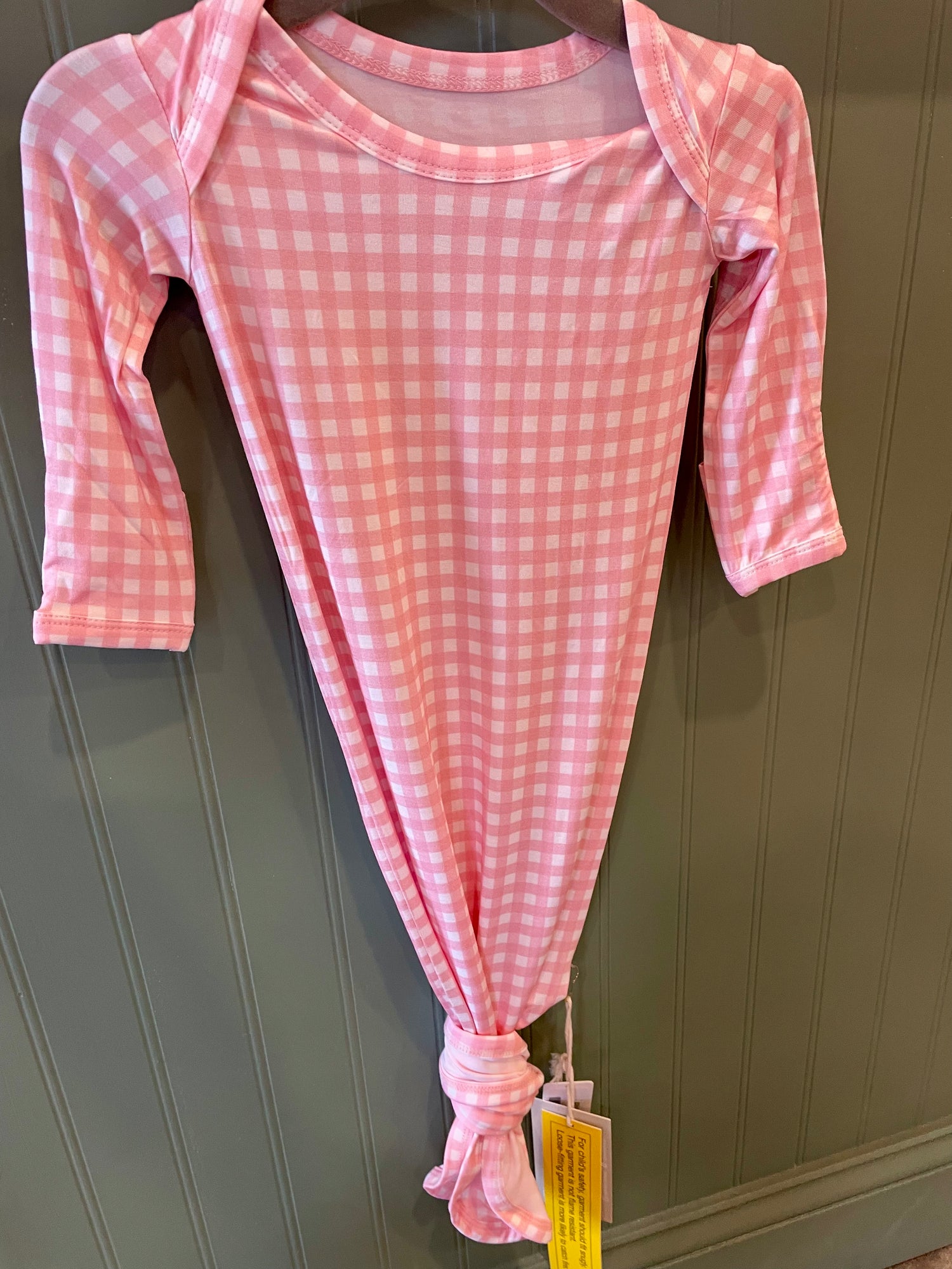 Gingham in Cottage Pink Newborn Knotted Gown