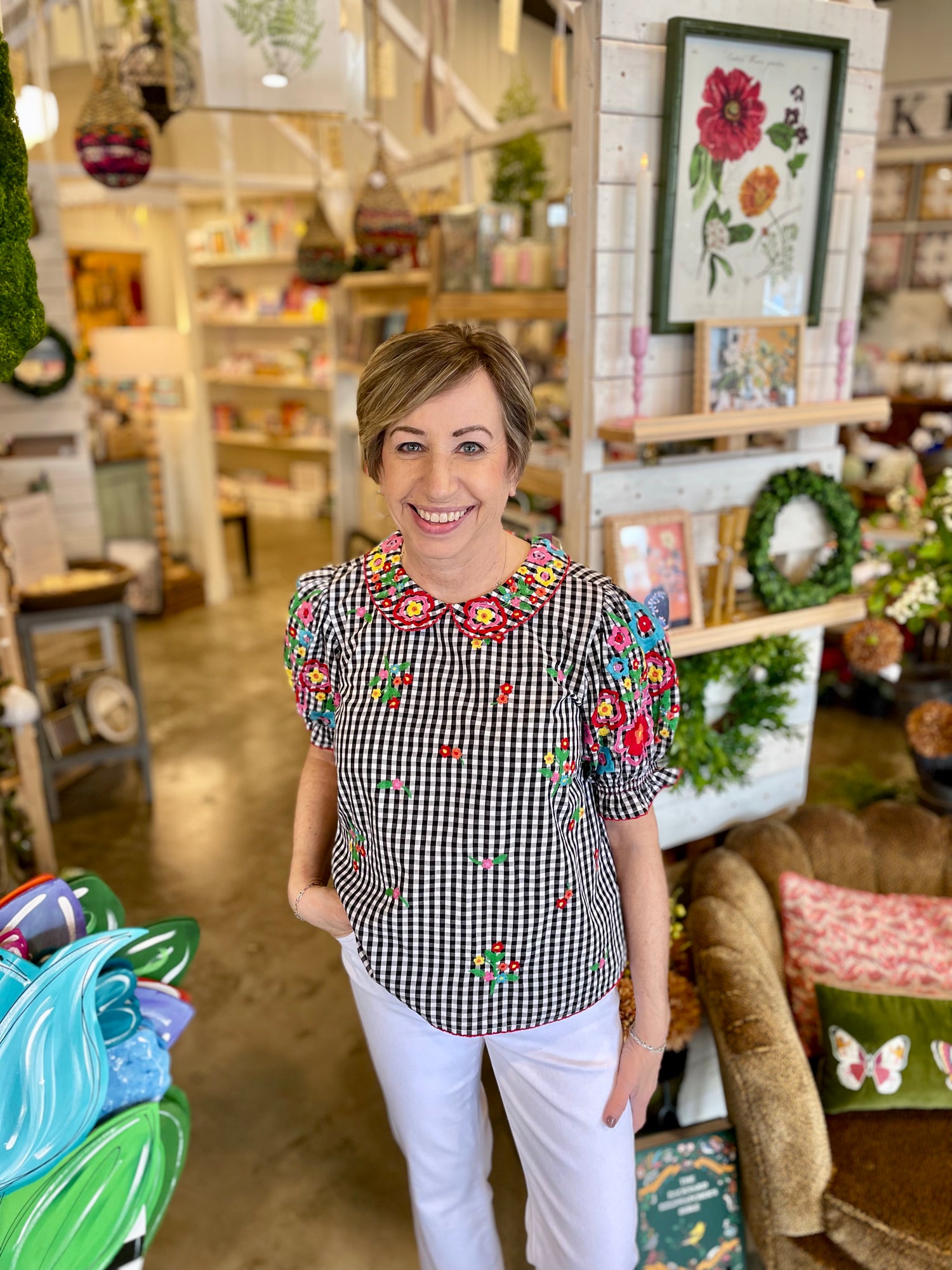 Gingham Garden Top