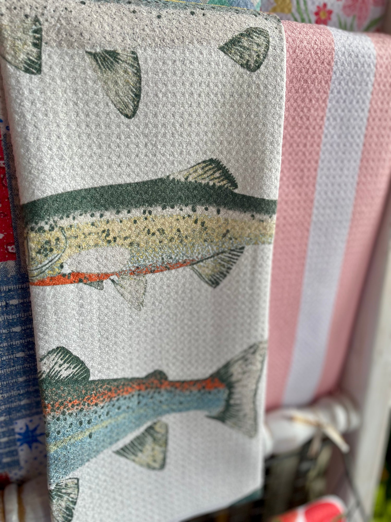 Hooked on Fishing Geometry Tea Towel