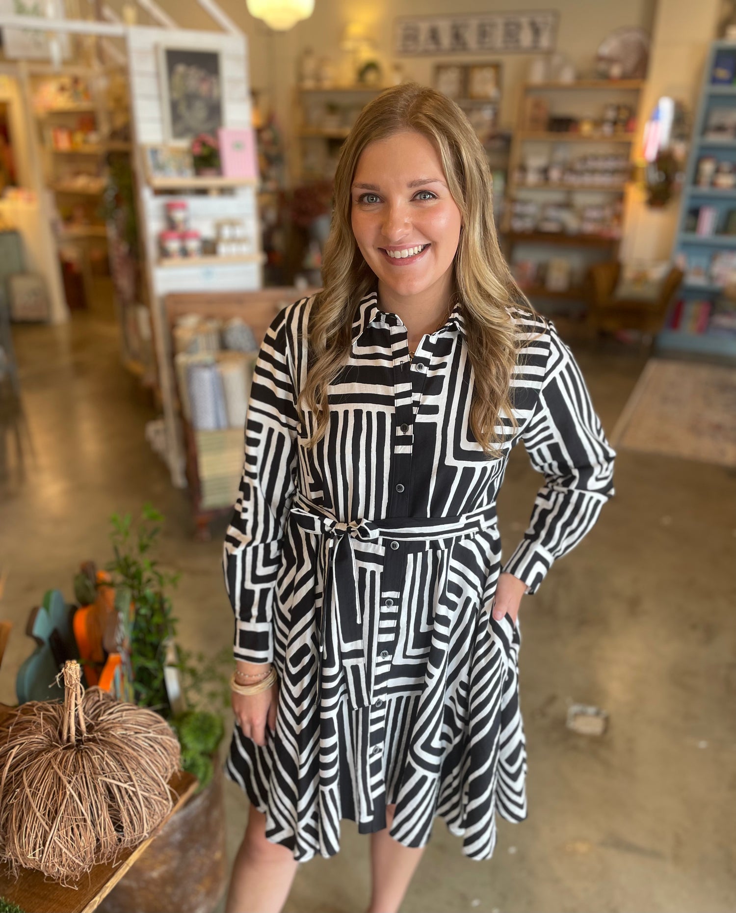 Graphic Circle Skirt Shirt Dress