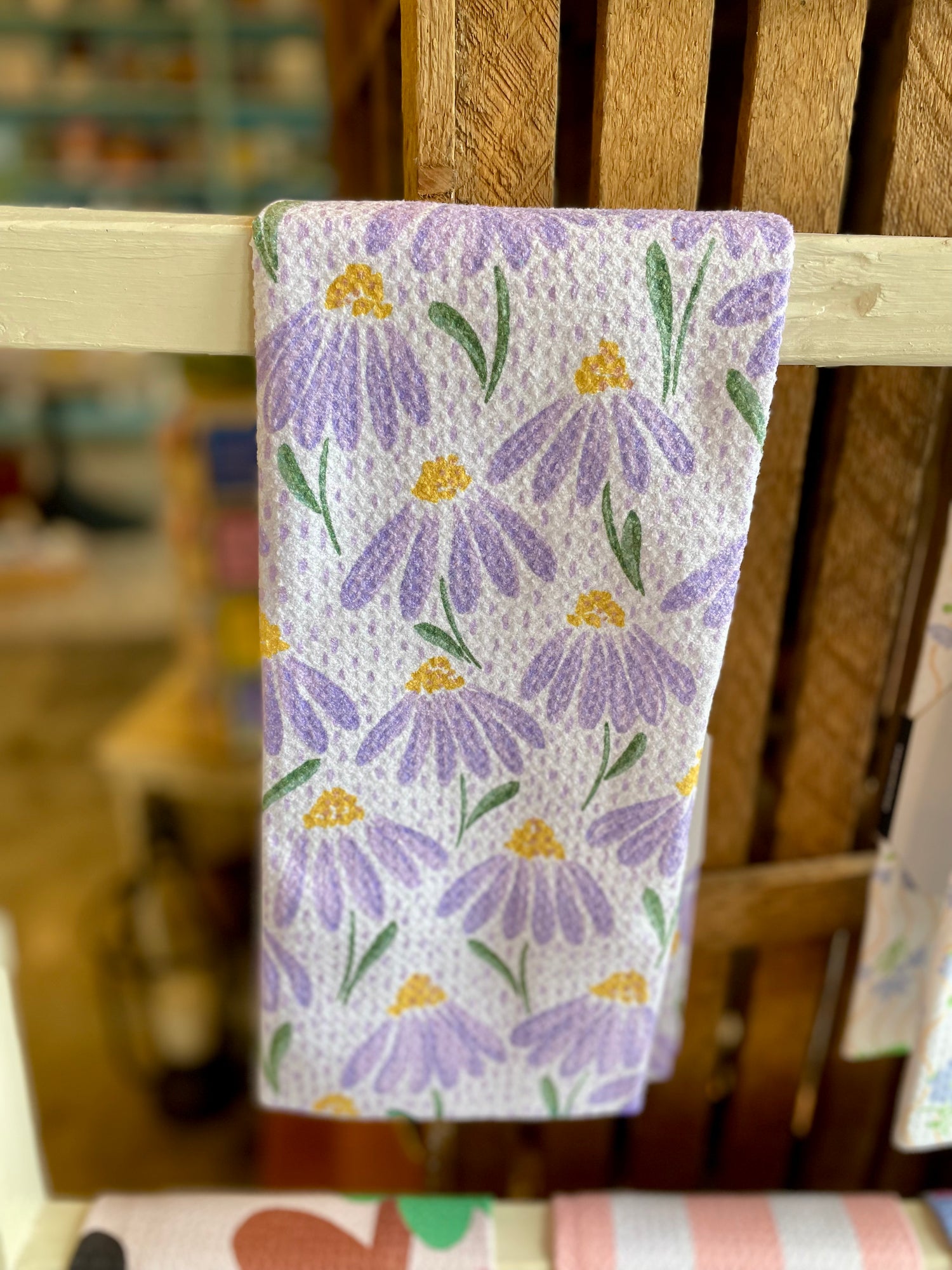 Upside Down Daisies Geometry Tea Towel
