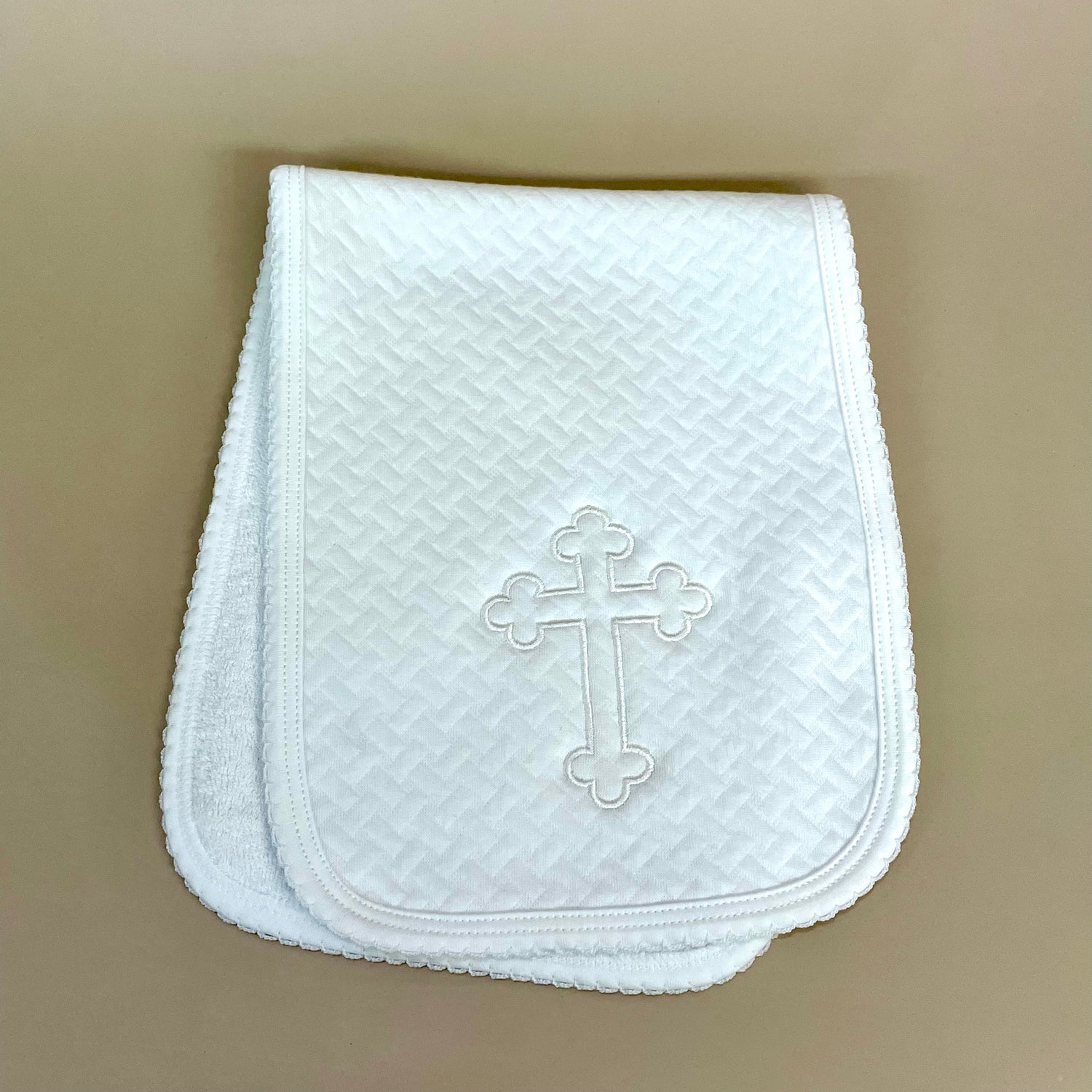 Jacquard Christening Burp Cloth