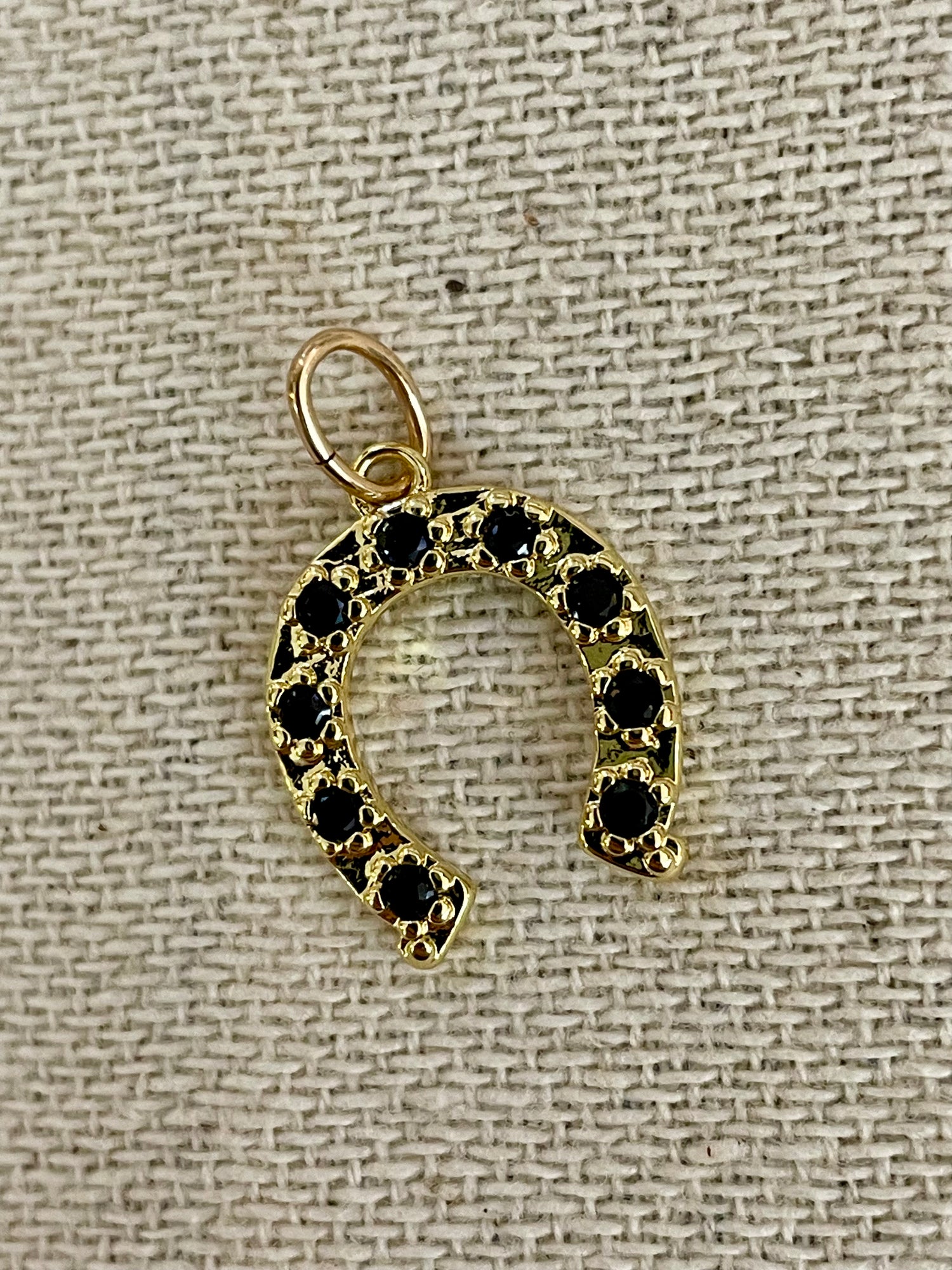 Horseshoe Black CZ Charm