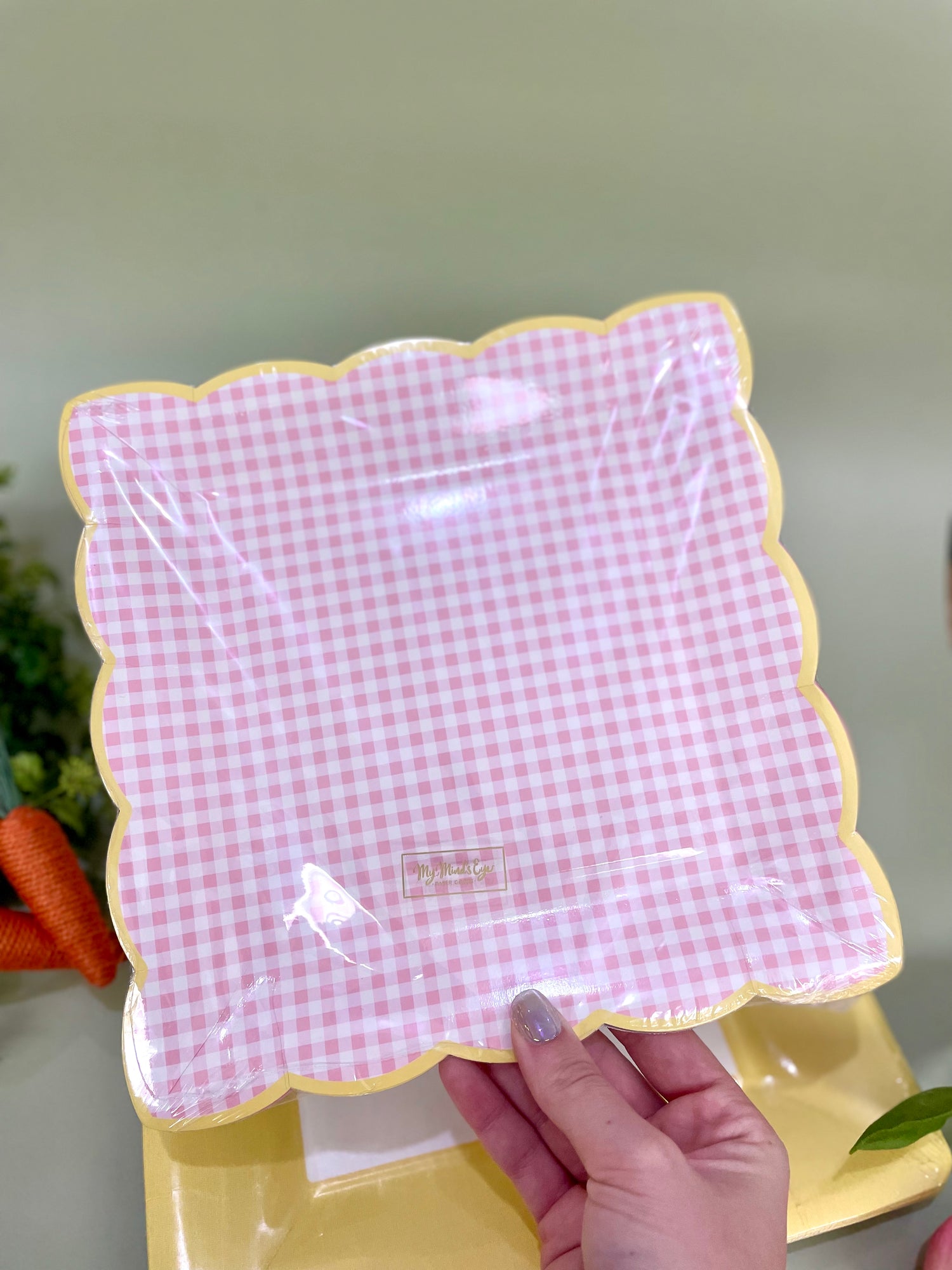 Gingham Pink Plate Set