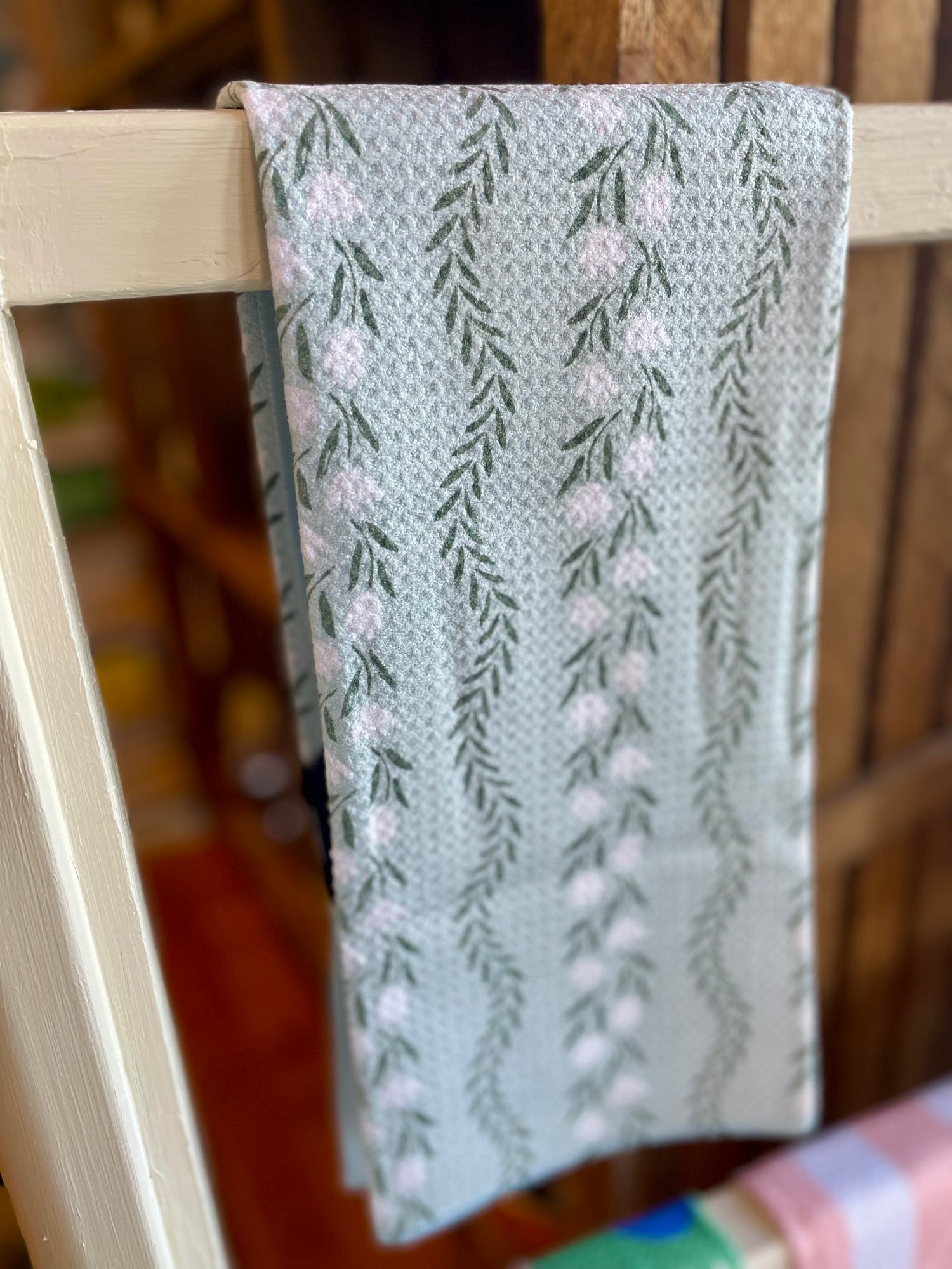 Vintage Floral Stripe Geometry Tea Towel