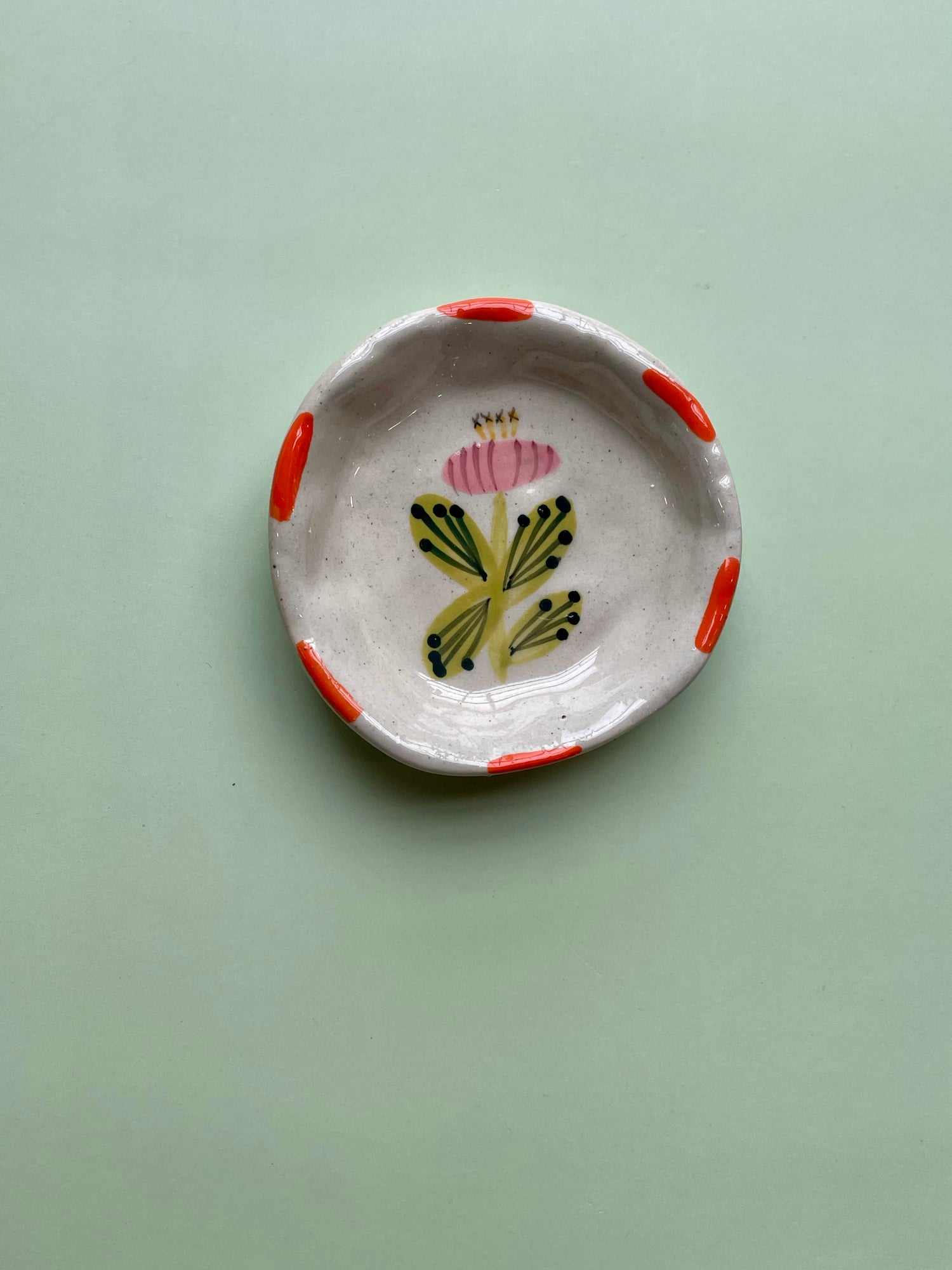 Hand-Painted Stoneware Dish