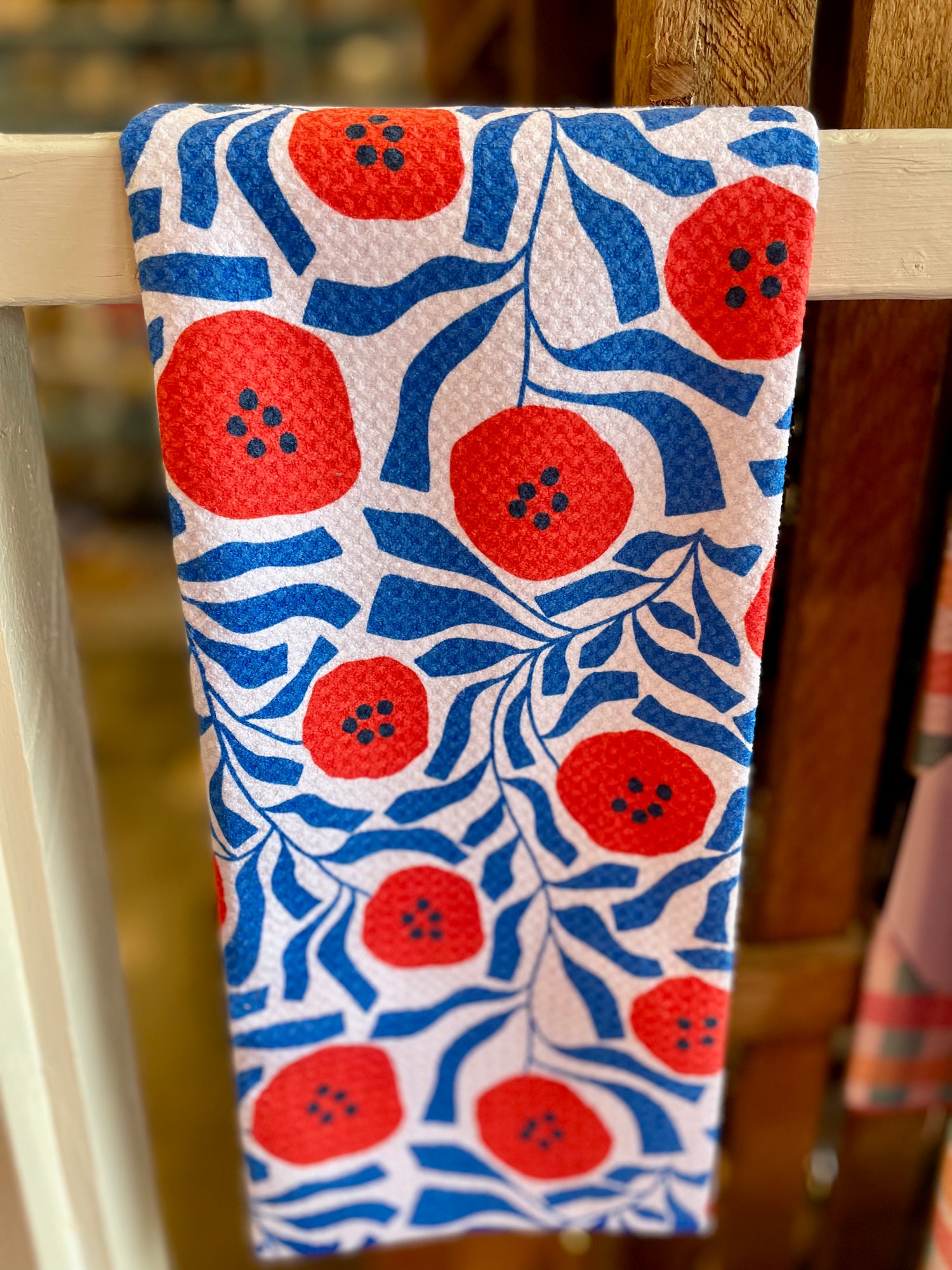 Dancing Poppies Geometry Tea Towel