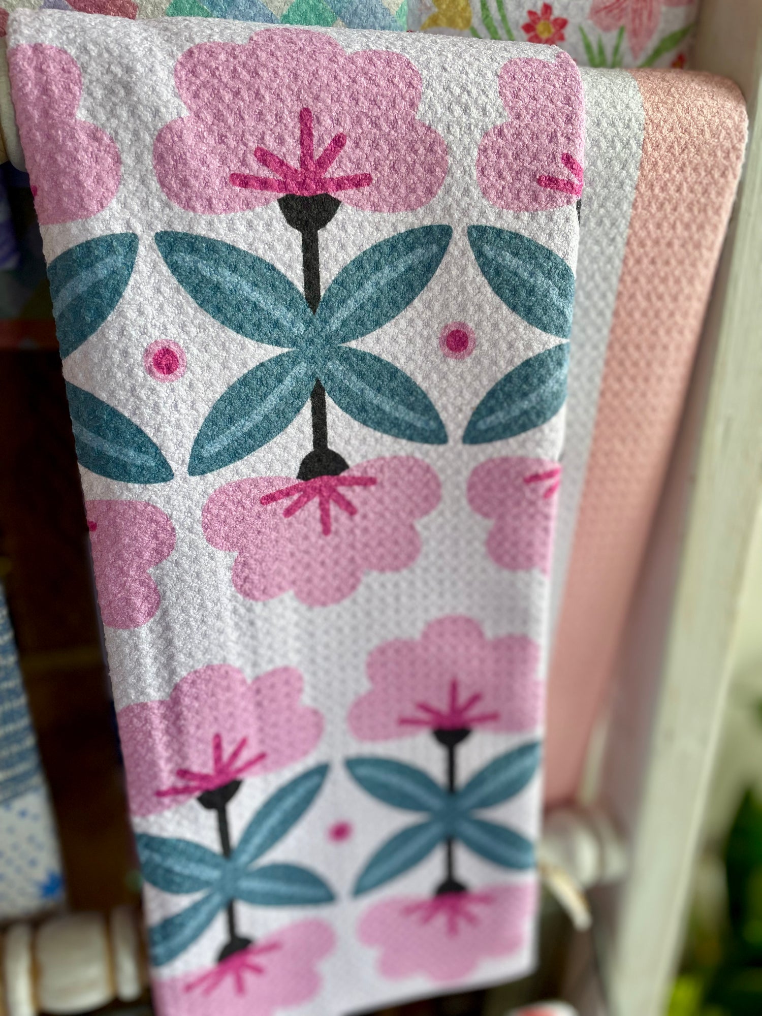 Fragrant Flowers Geometry Tea Towel