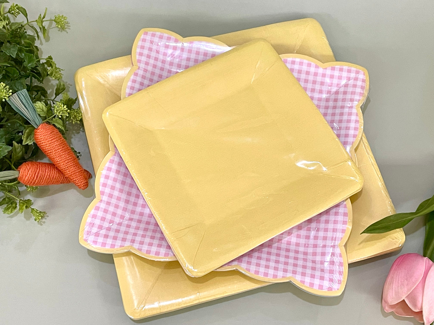 Plate Linen Yellow Sq Dessert