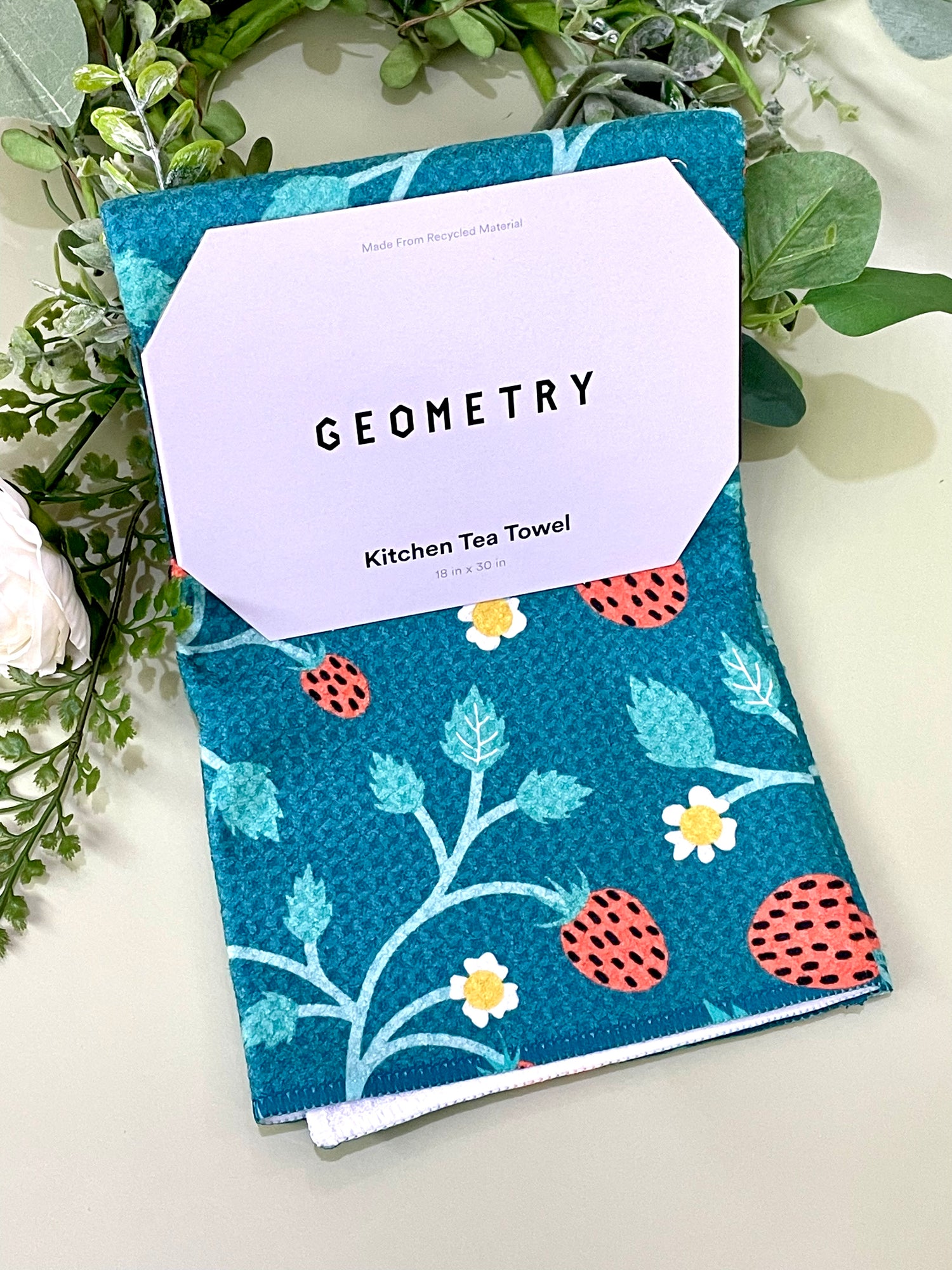 Strawberry Patch Geometry Tea Towel