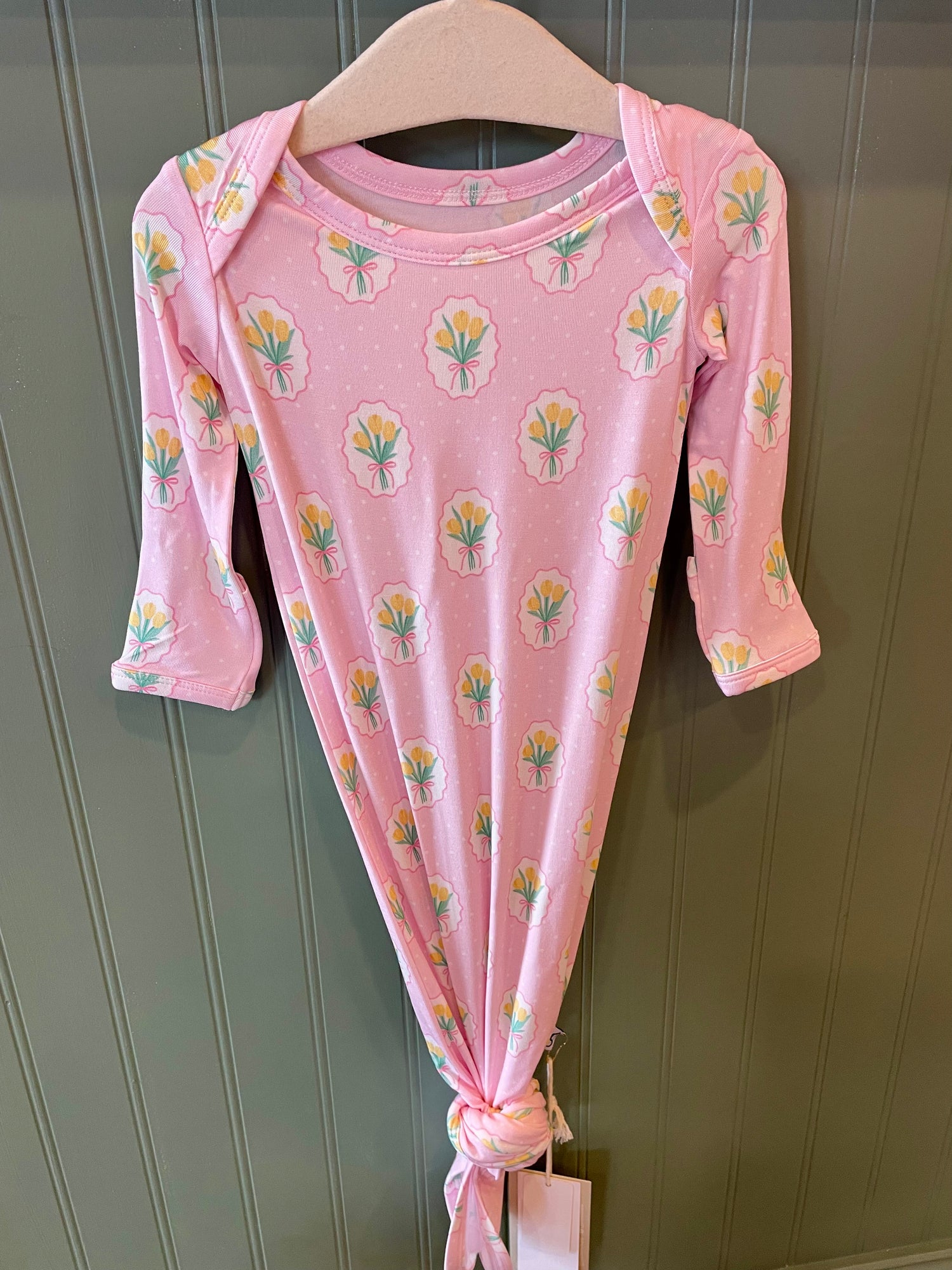 Fancy Tulips Newborn Knotted Gown