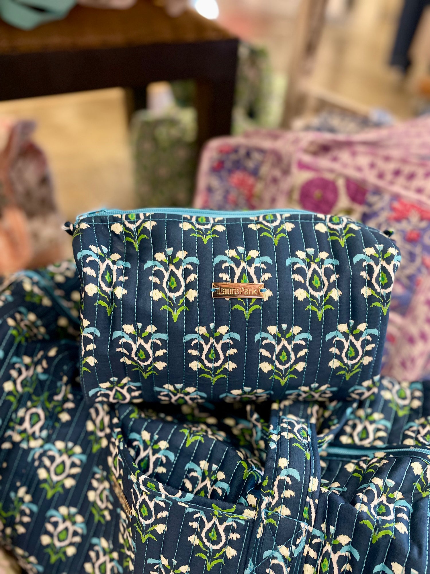 Laura Park Rosemary Indigo Large Cosmetic Bag