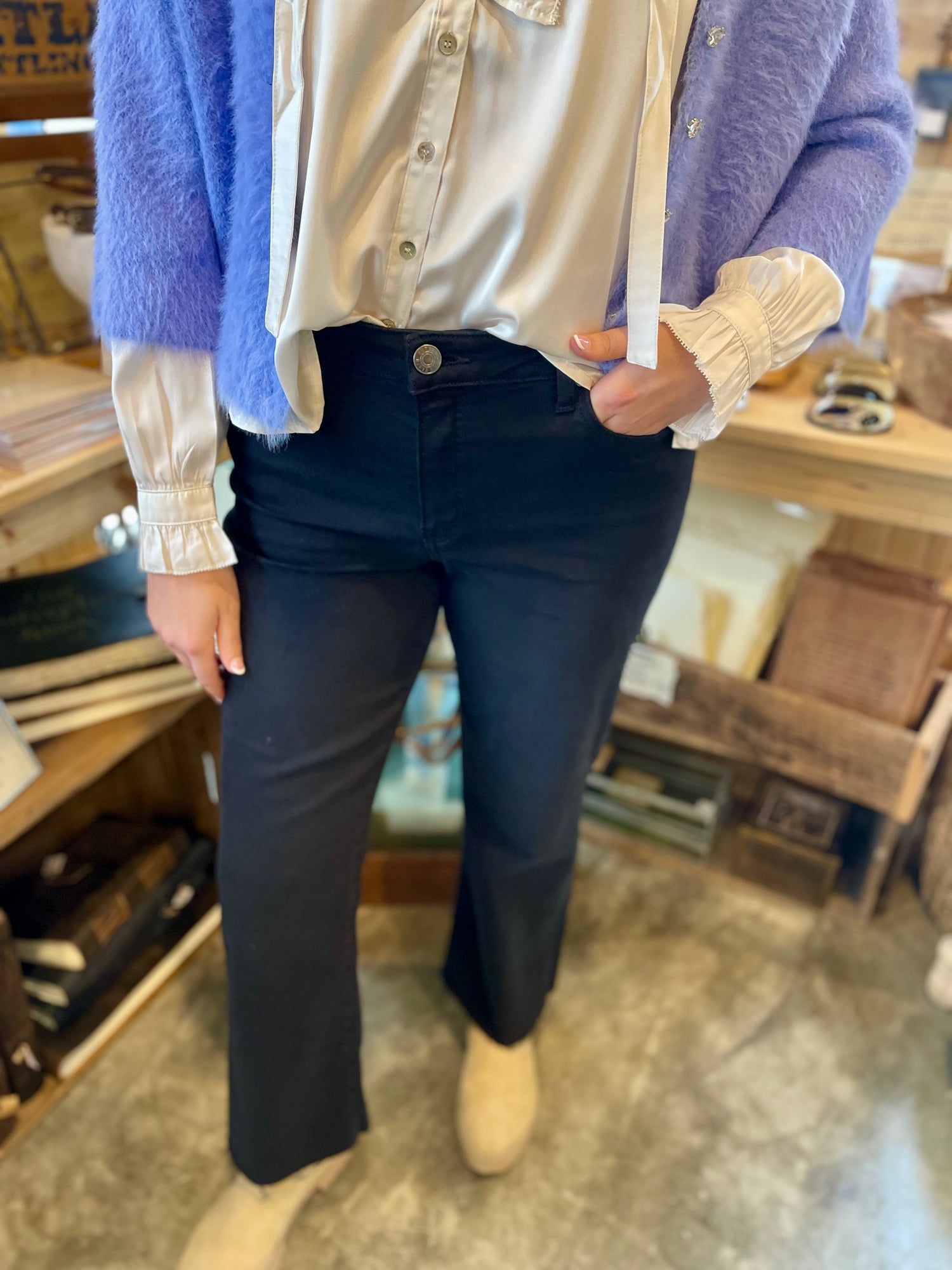 KUT Kelsey High Rise Ankle Flare Jeans