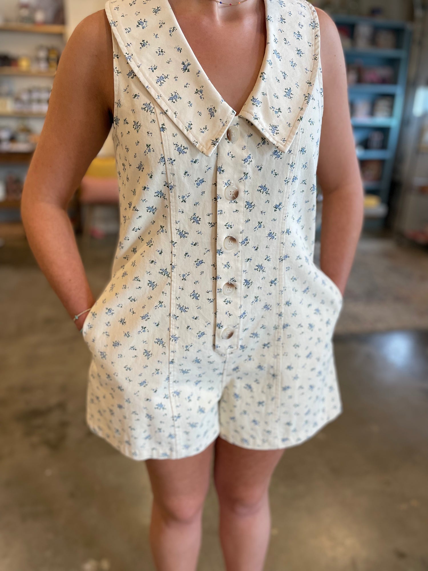 Ditsy Cotton Romper