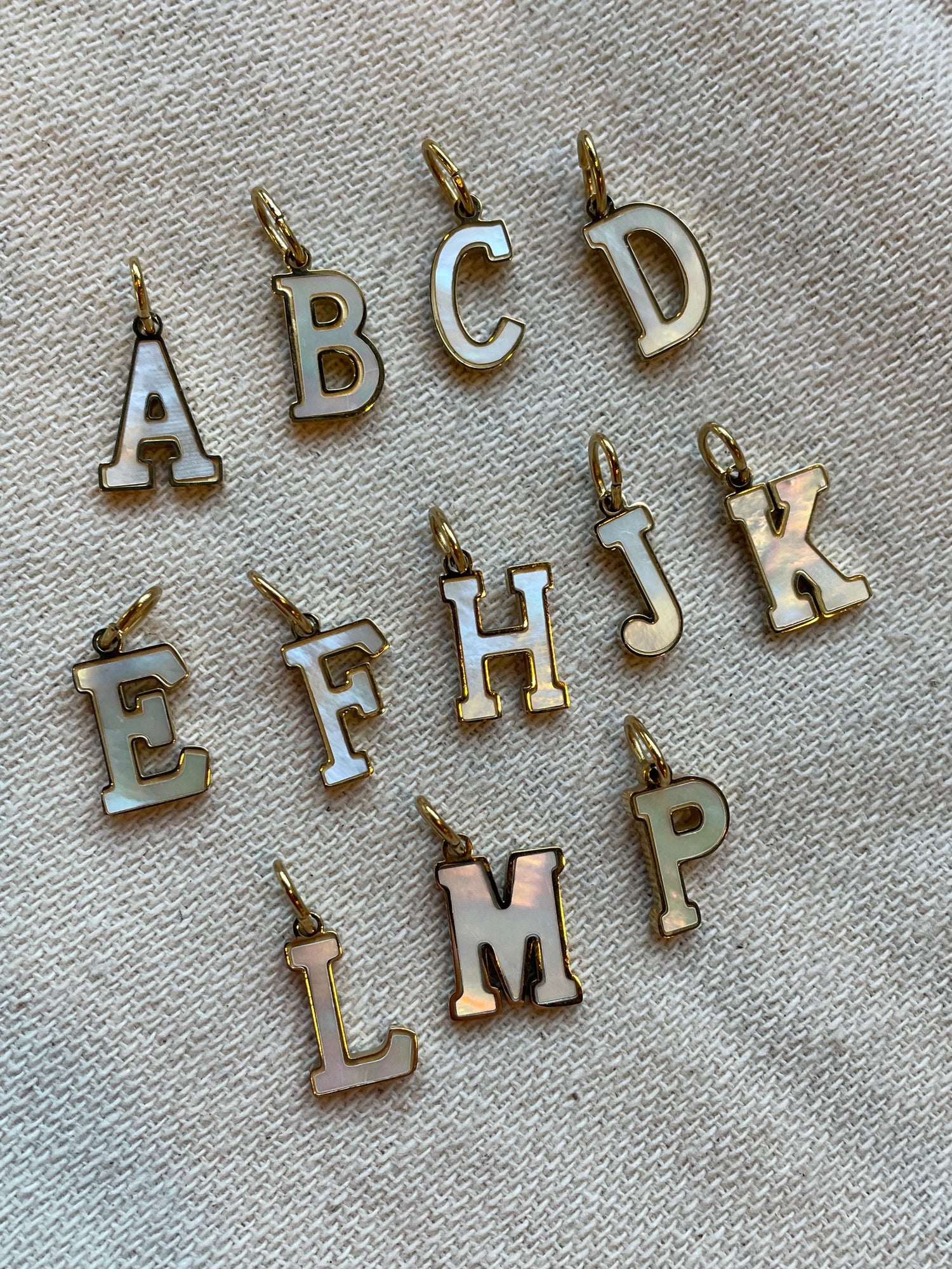 White Initial Letter Charm