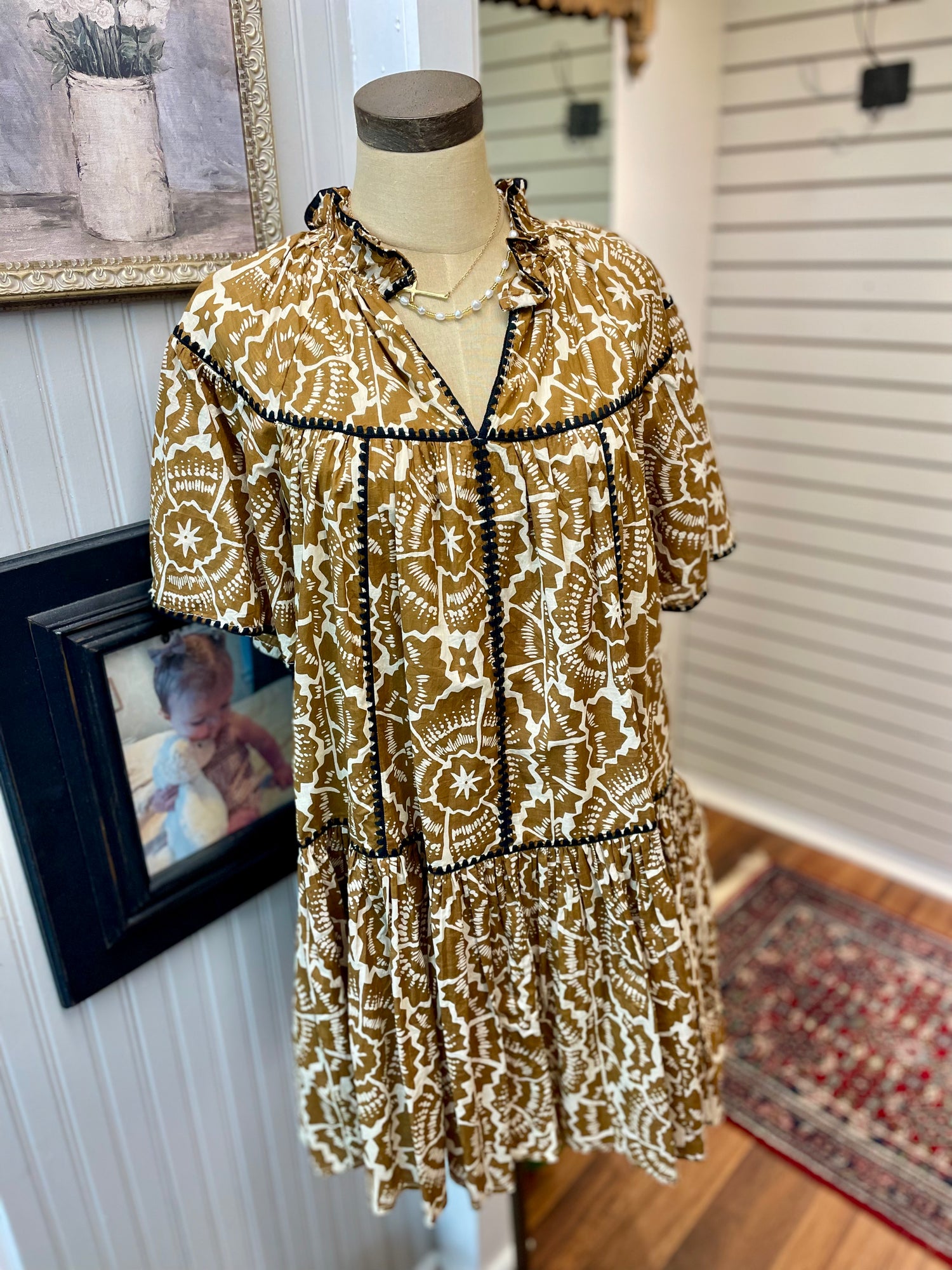 Shell Stitched Trim Dress
