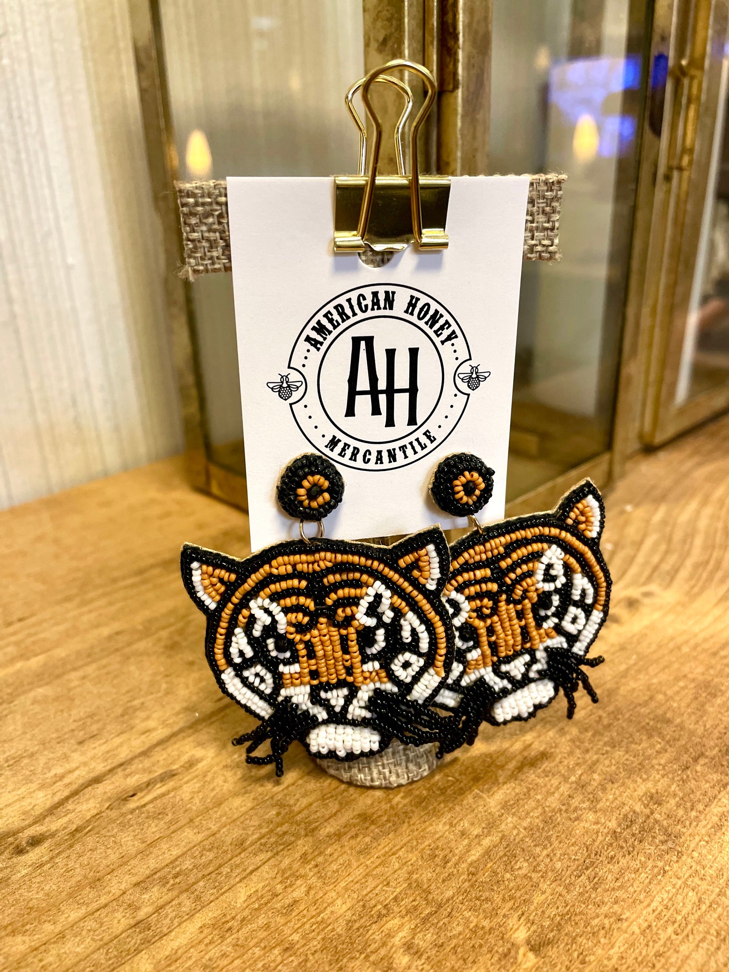 Tiger Seed Bead Earrings