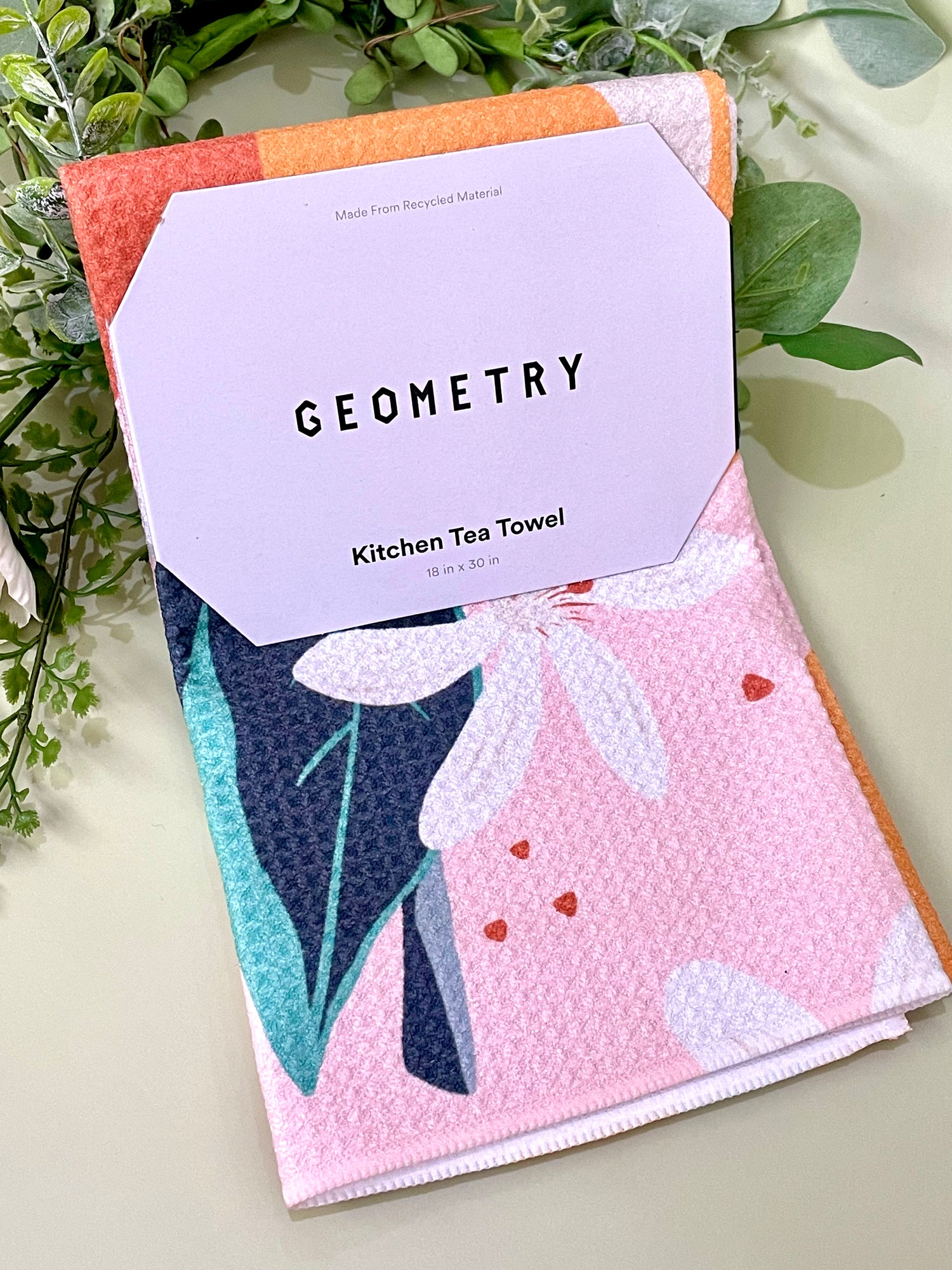 Just Peachy Geometry Tea Towel