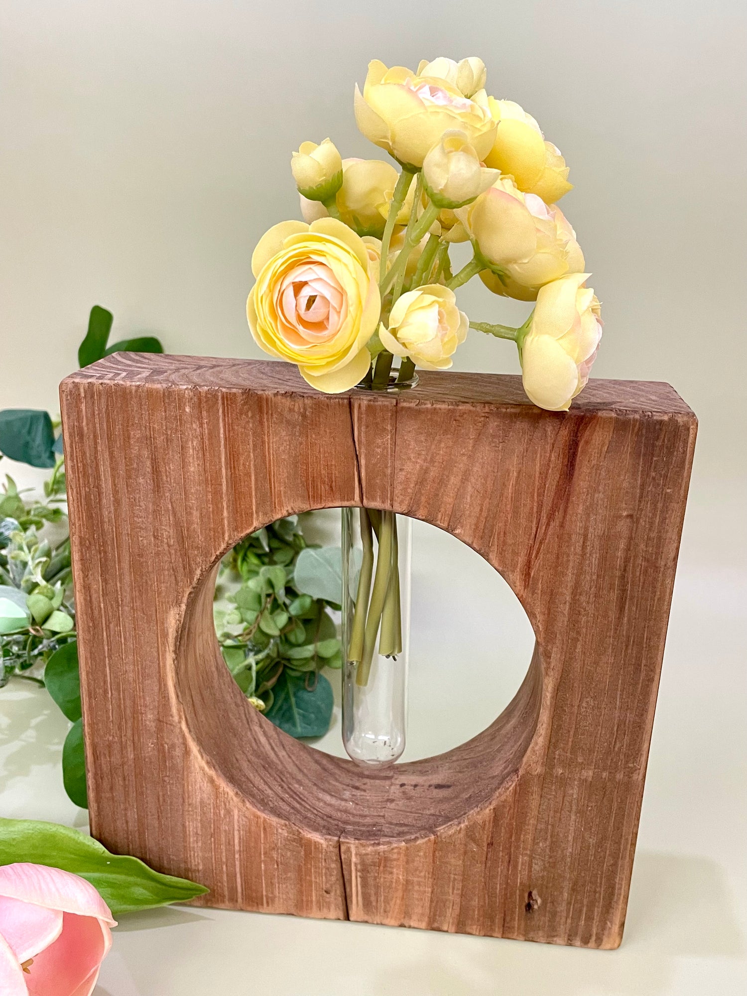 Planter Vase Wood 8x8x2