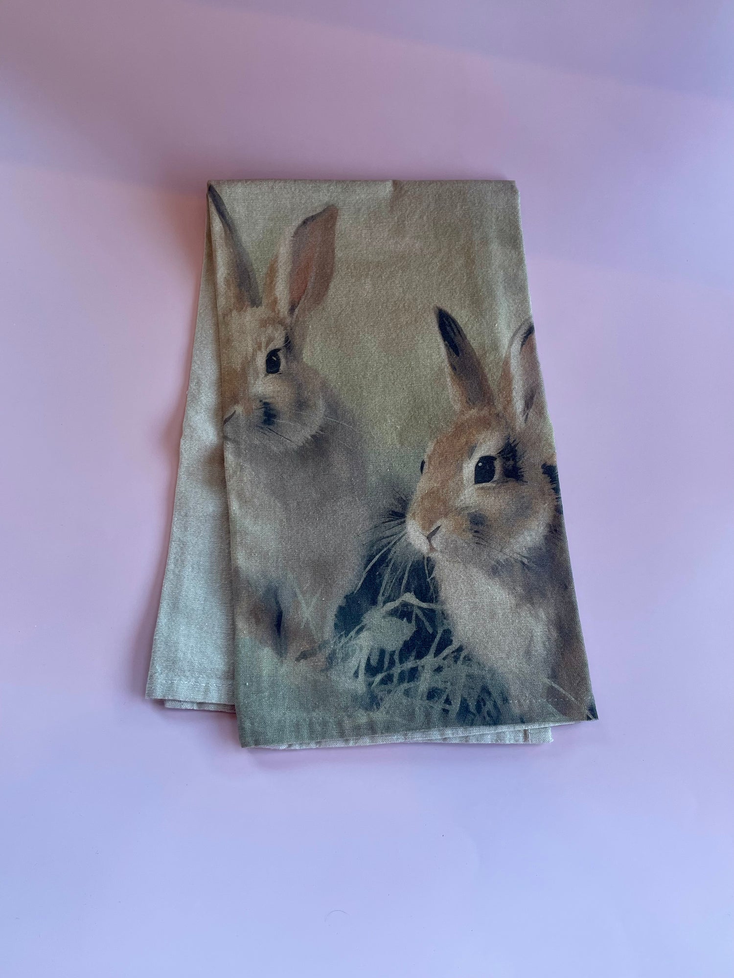 Watercolor Bunny Tea Towel