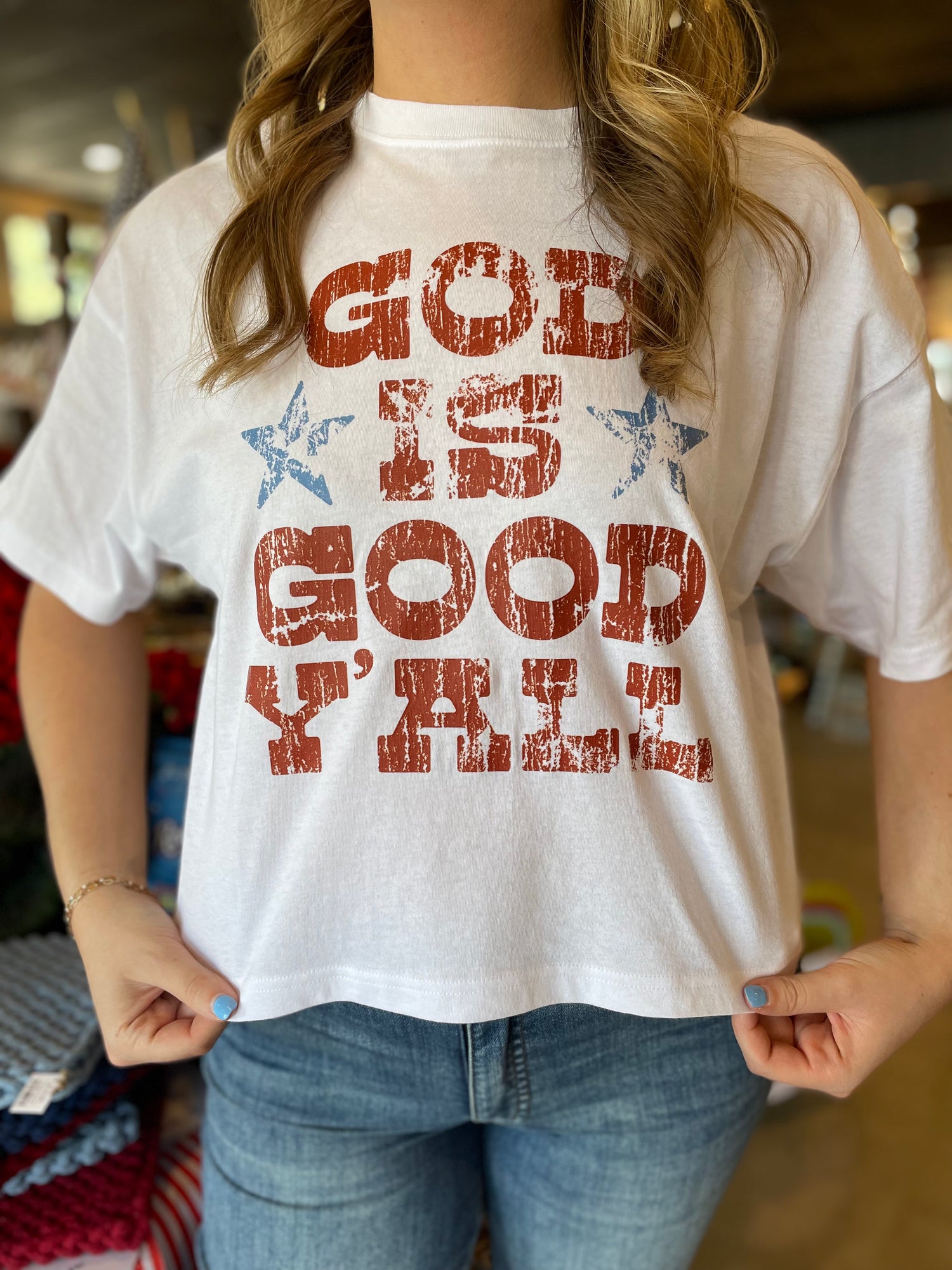 God Is Good Y'all Cropped Tee