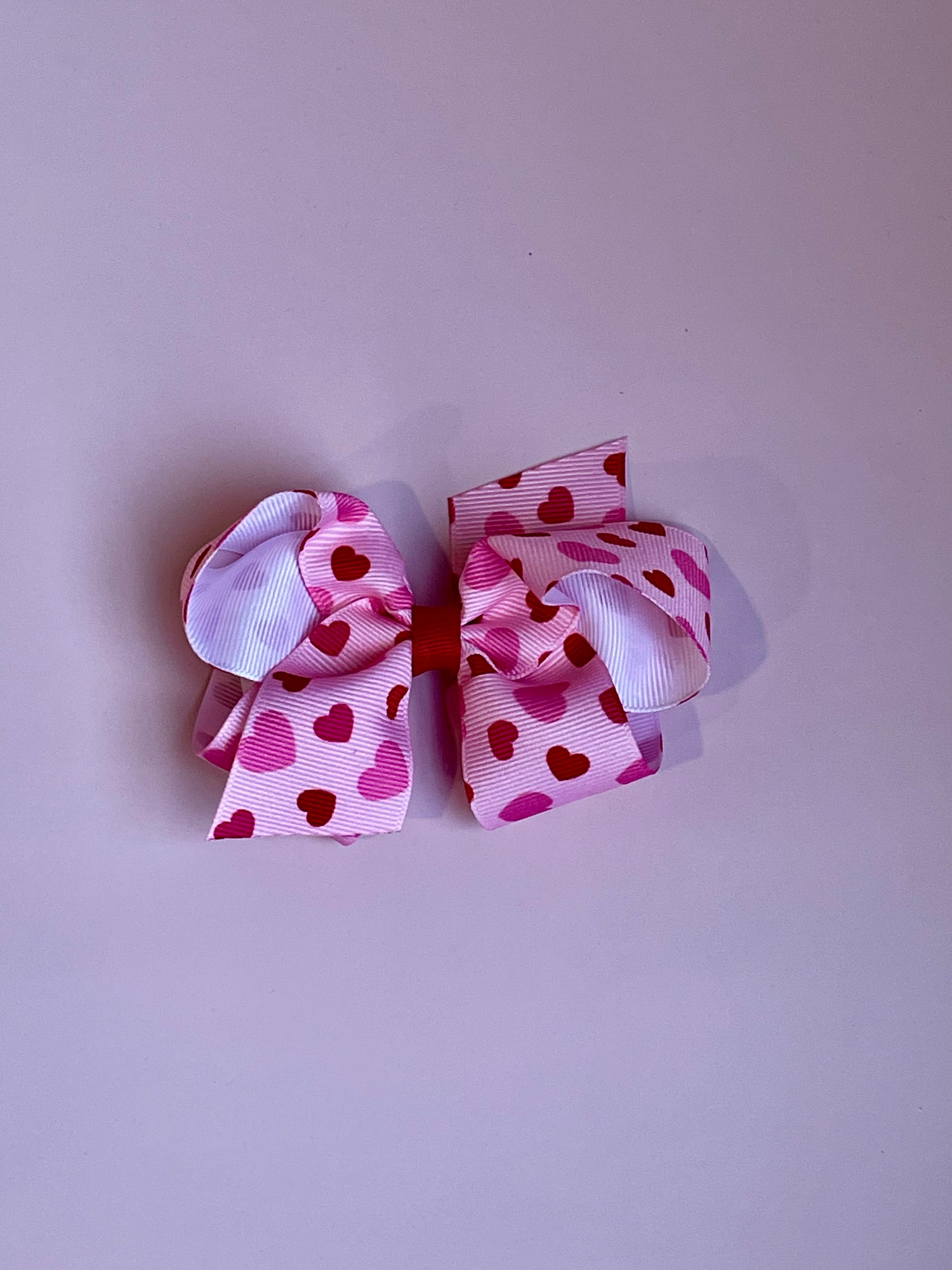 Medium Valentine Heart Print Grosgrain Hair Bow