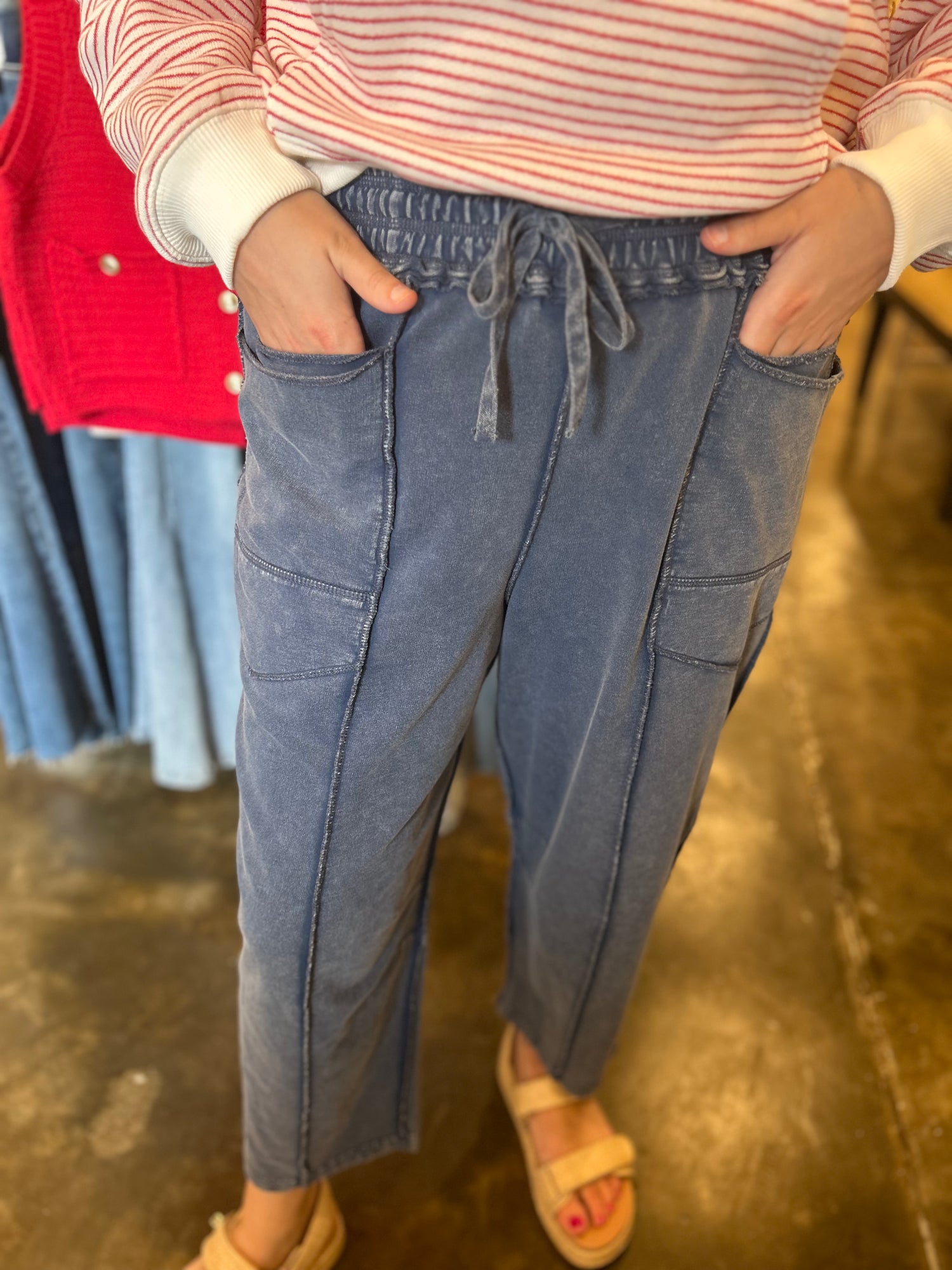 Terry Knit Barrel Pants