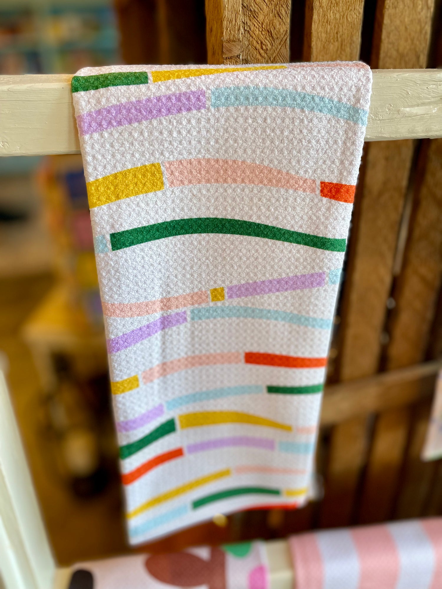 Colorful Currents Geometry Tea Towel