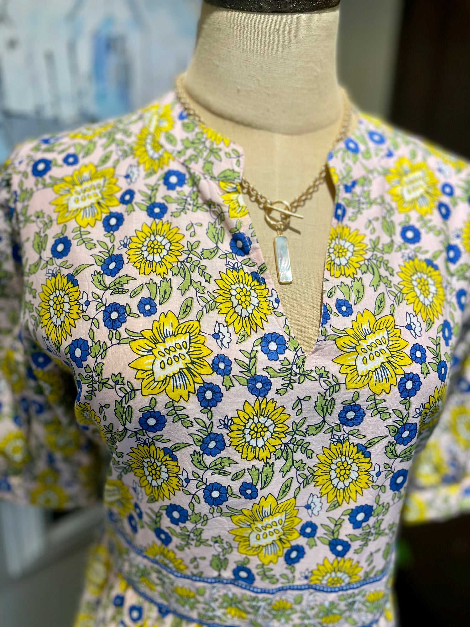 Uncle Frank Banded Block Print Dress