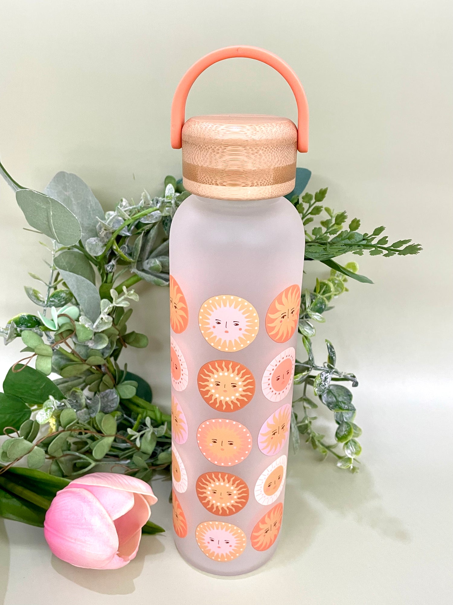 Water Bottle On The Sunny Side w/Bamboo Lid