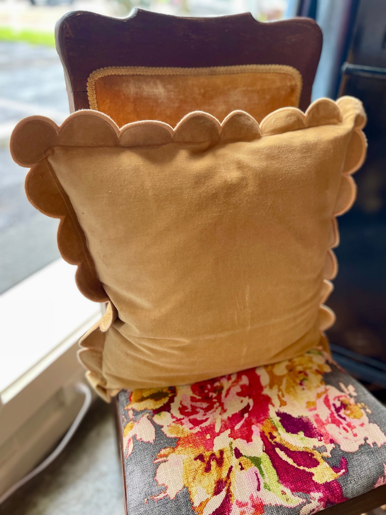 Scalloped Velvet Pillow