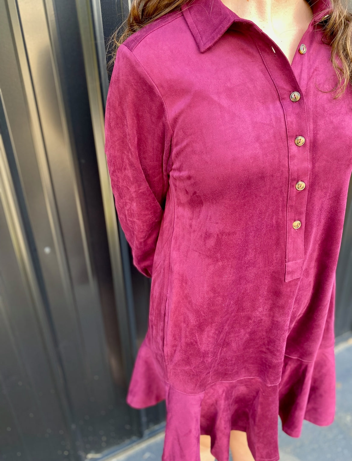 Suede Swing Shirtdress