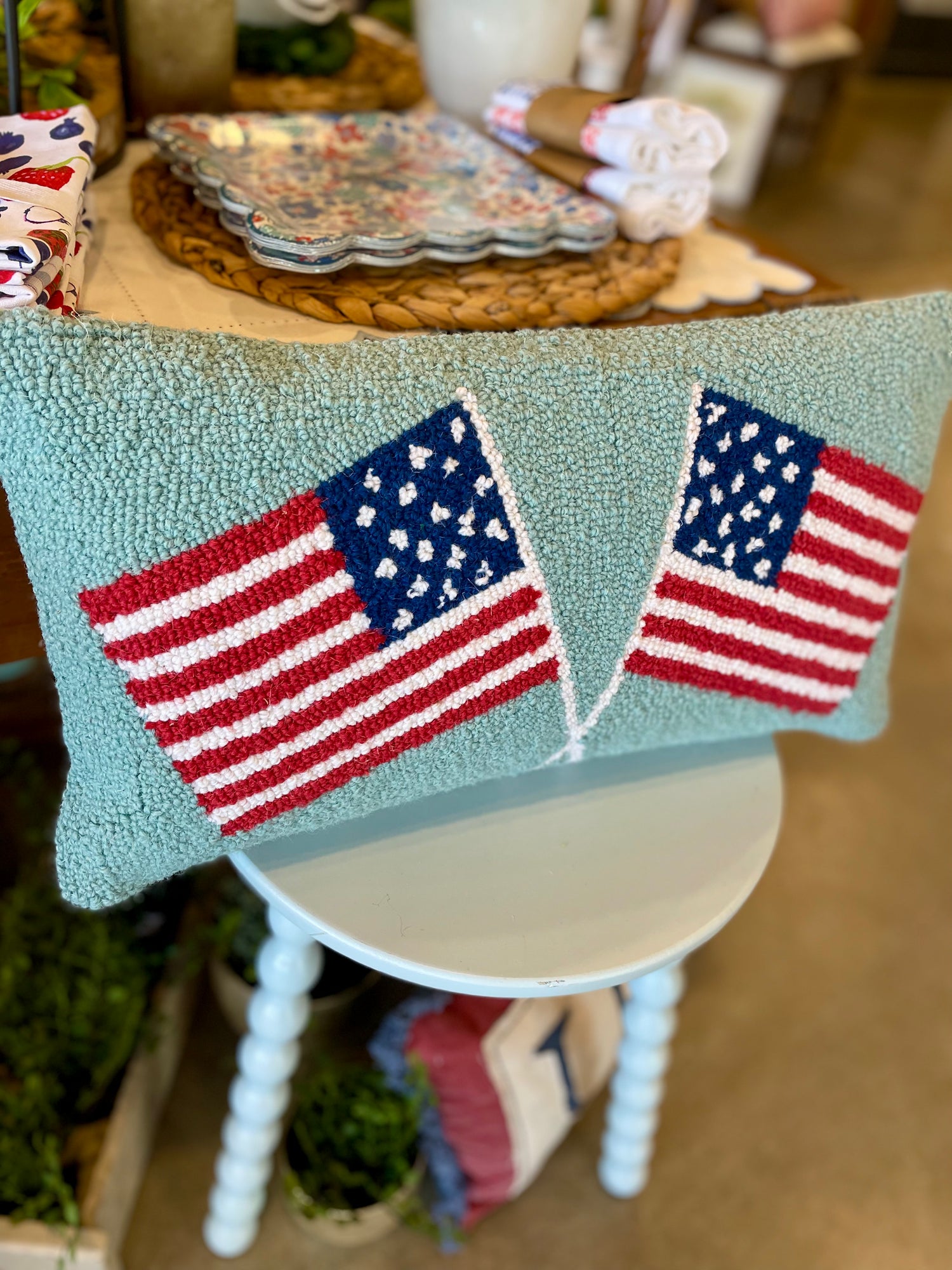 American Flags Hook Pillow
