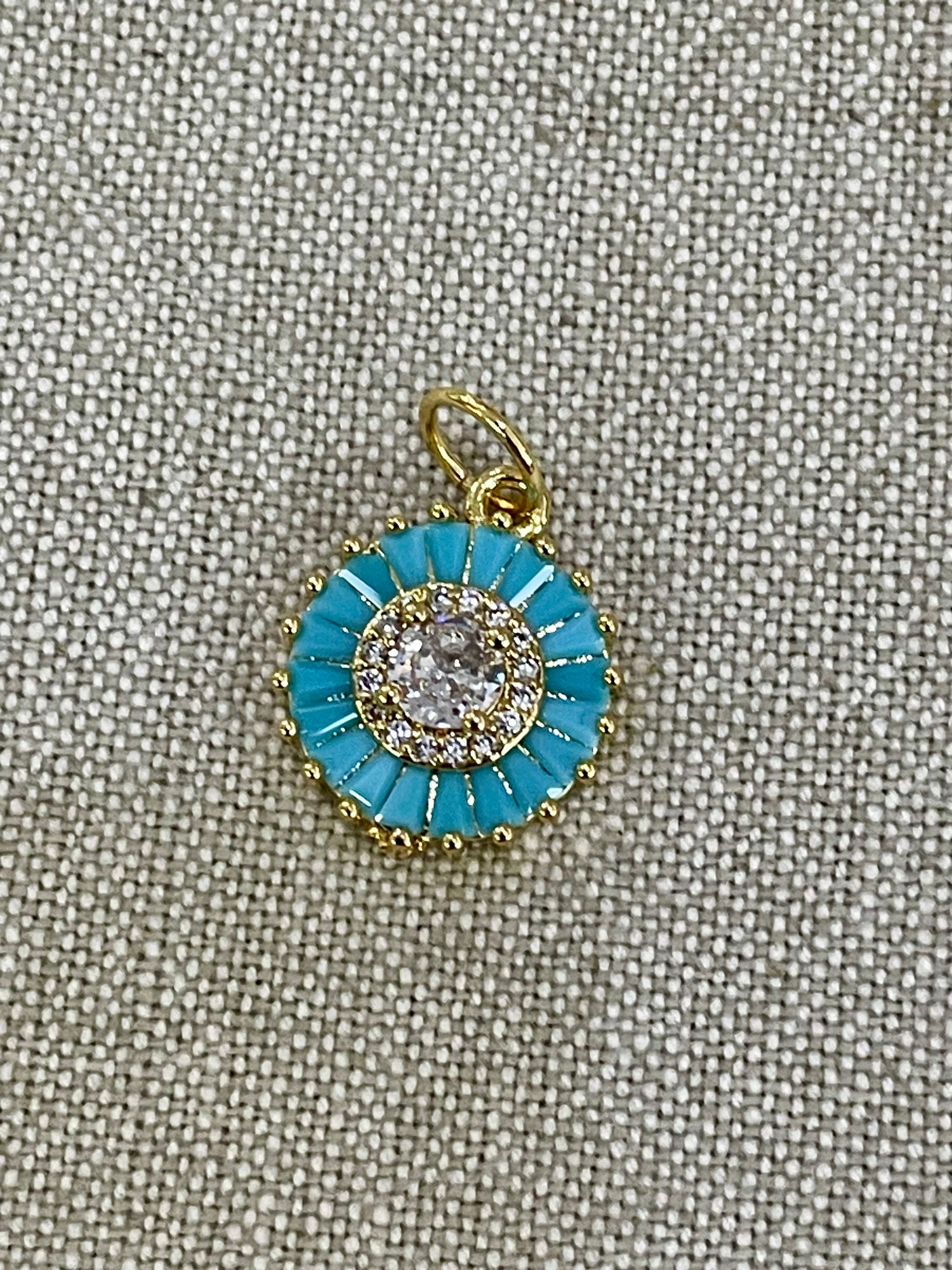 Turquoise Baguette Disc Charm