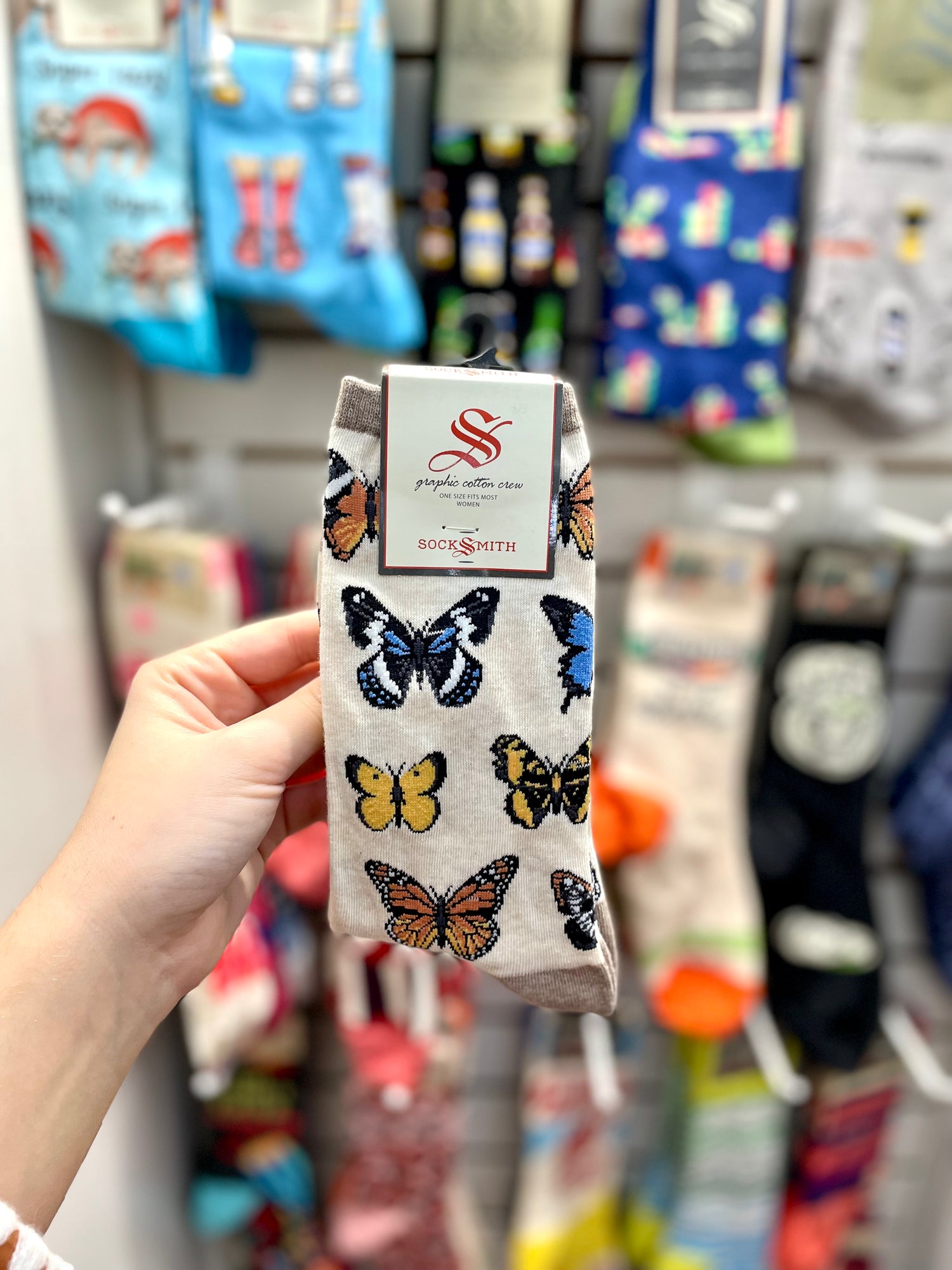 Sock Smith Majestic Butterflies Ivory