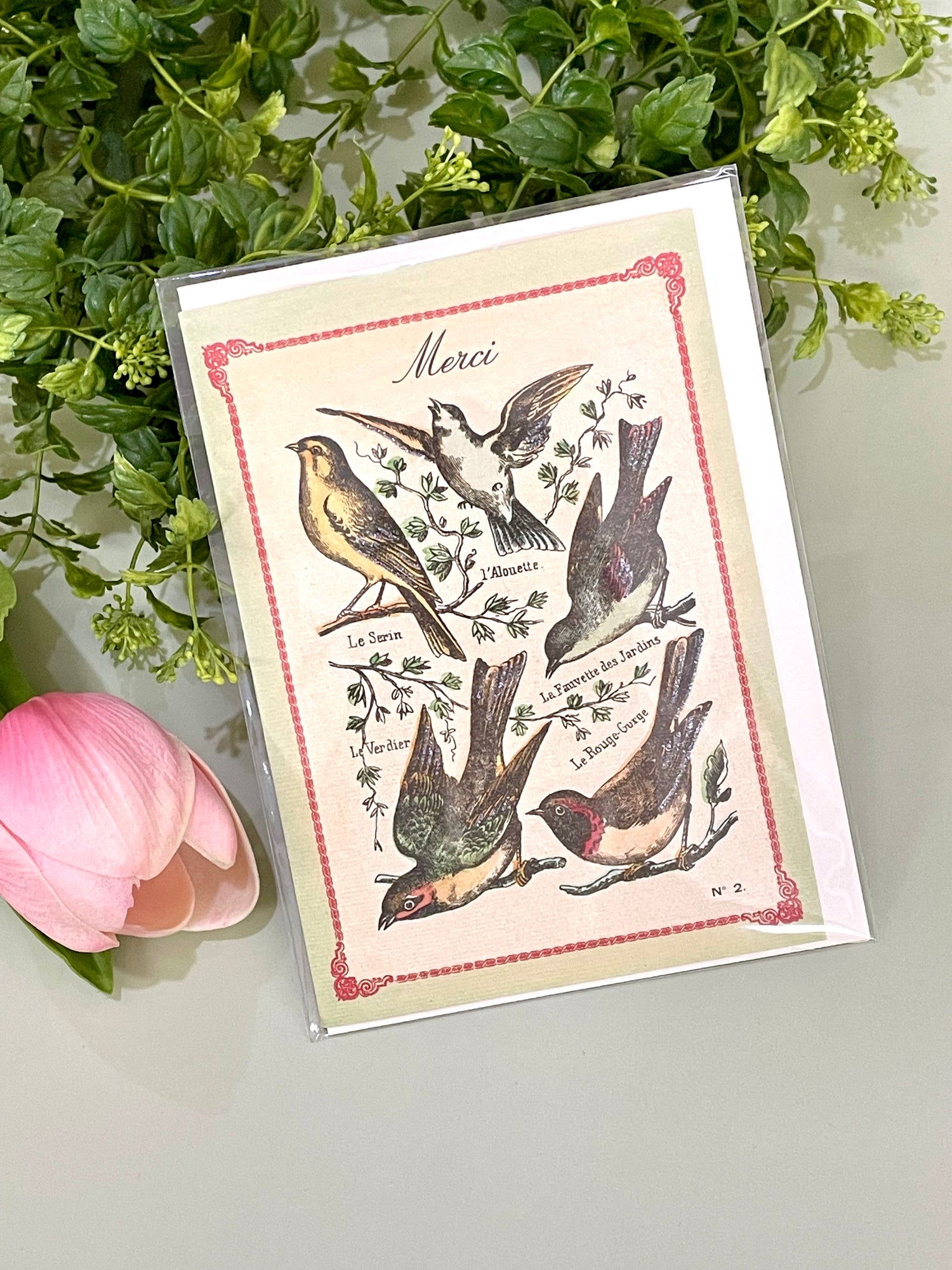 Birds Merci Greeting Card