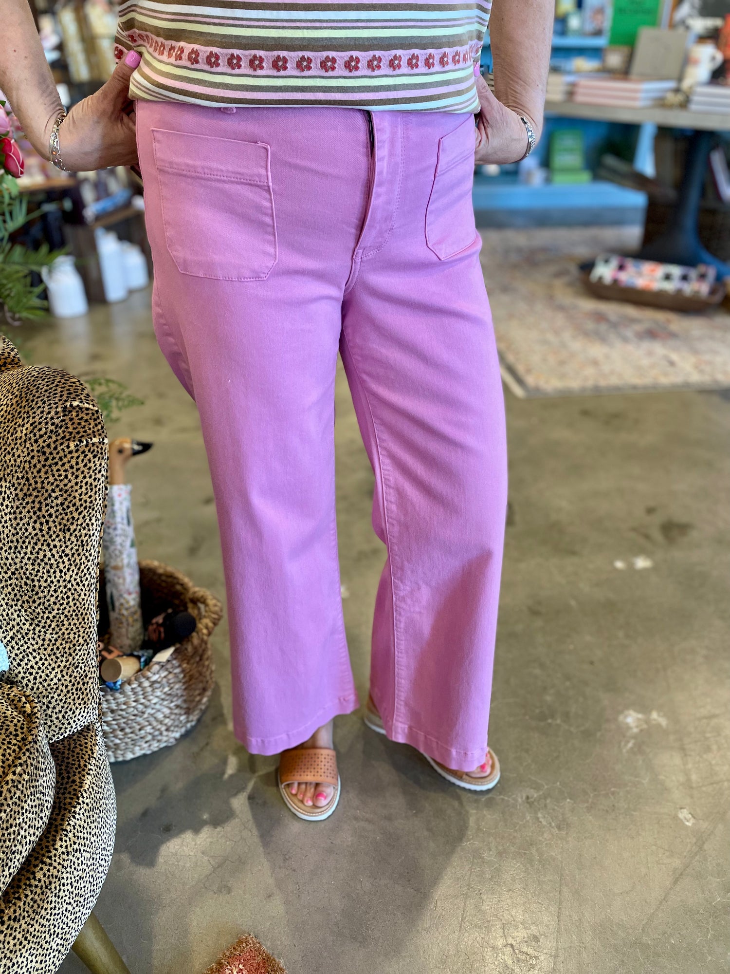 KUT Meg High Rise Patched + Pink Jeans