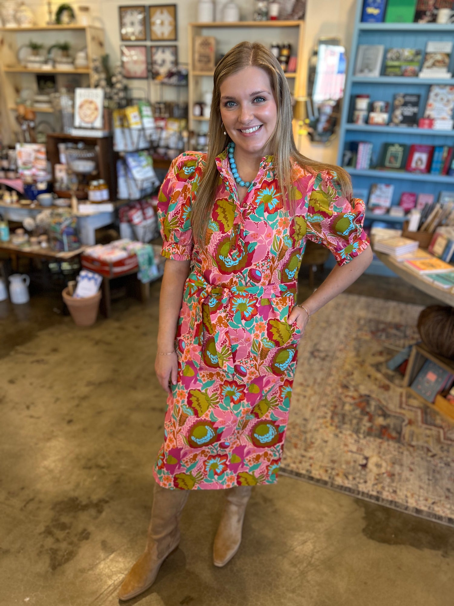 Bouquet Midi Shirt Dress