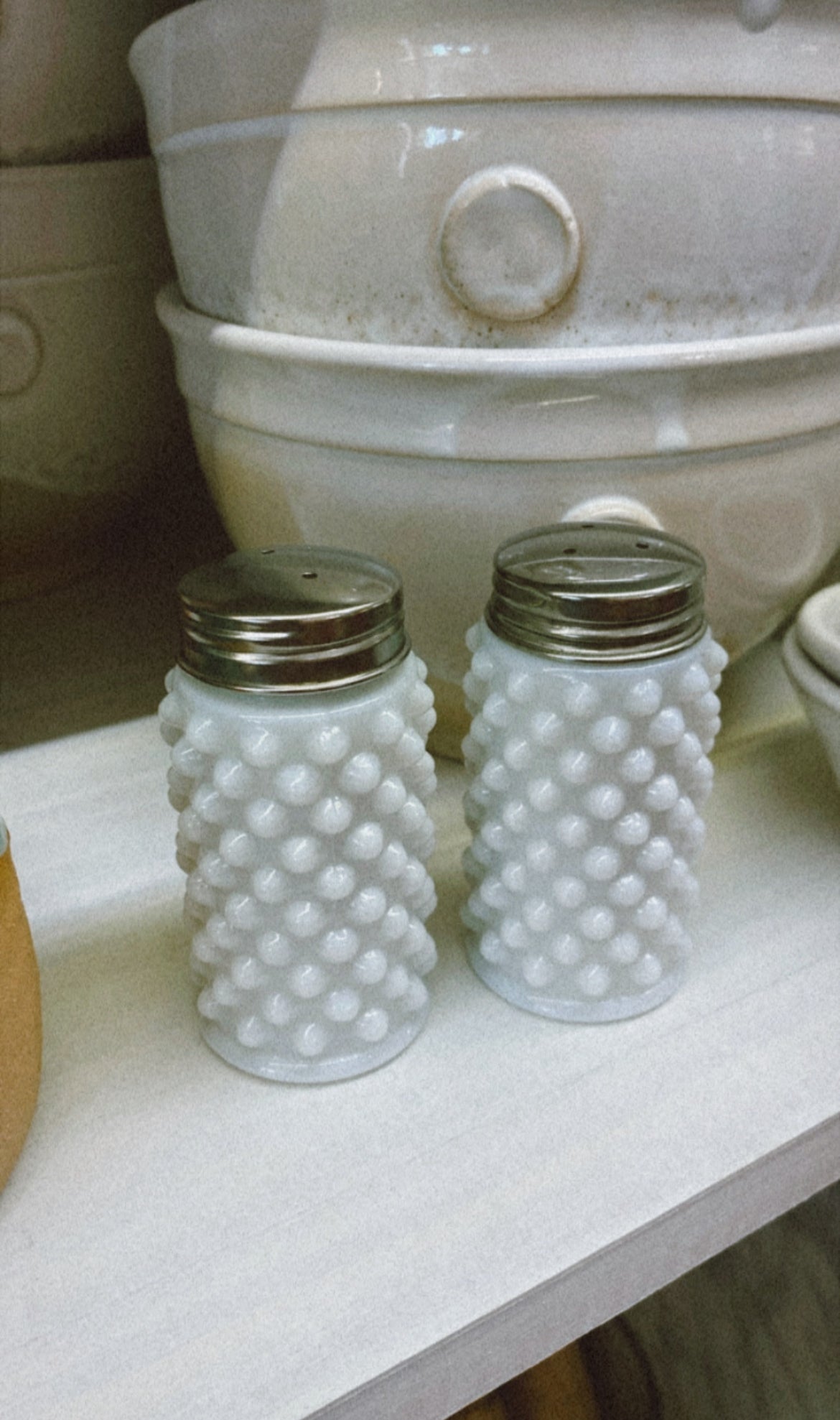 Milk Glass Salt and Pepper Shaker Set