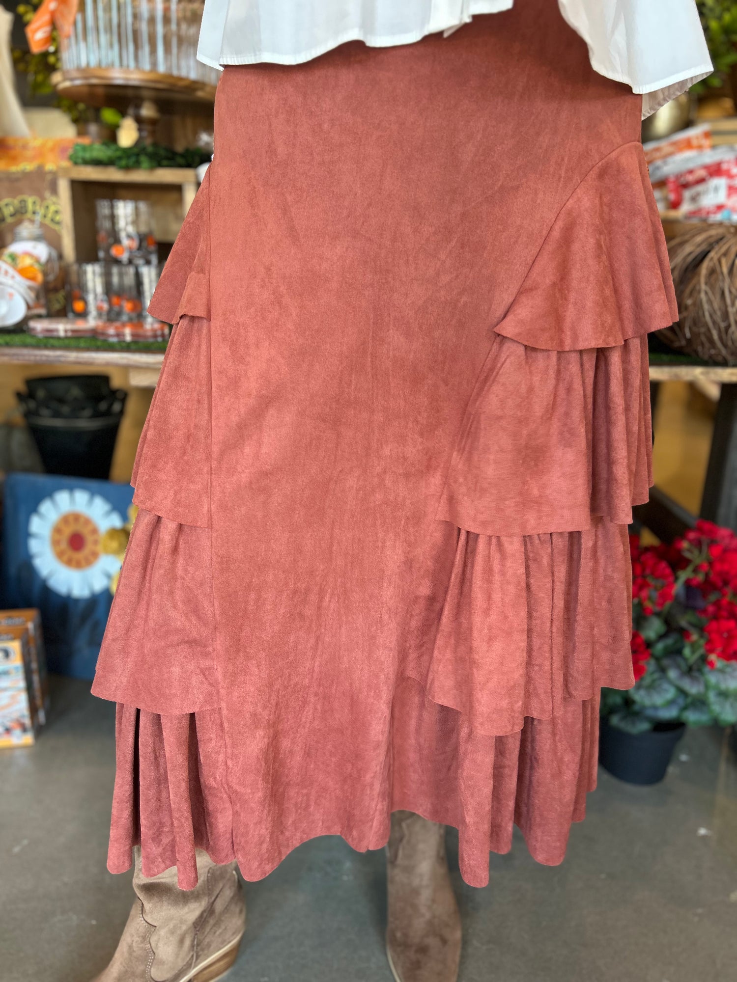 Side Suede Maxi Skirt