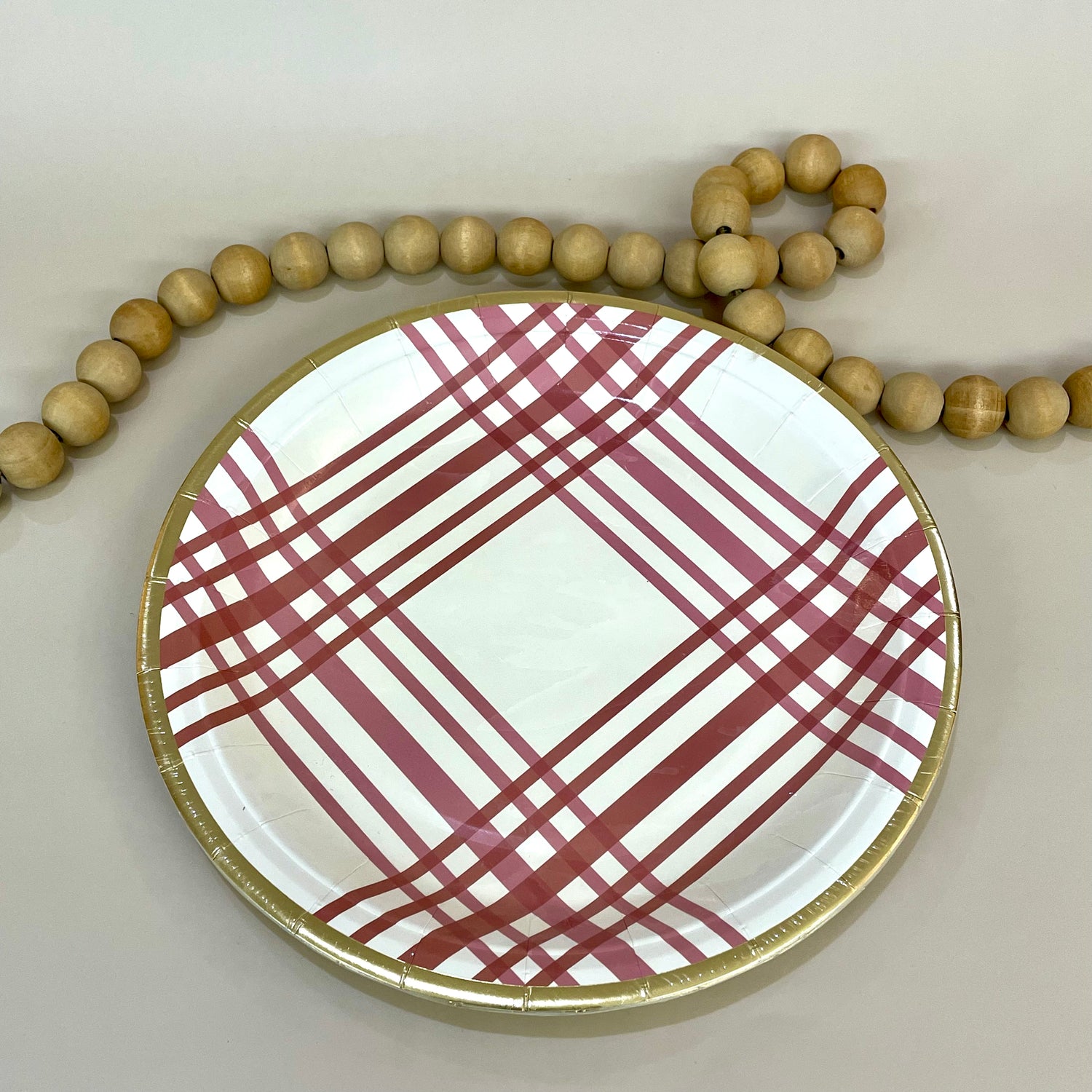 Plate Round Harvest Plaid