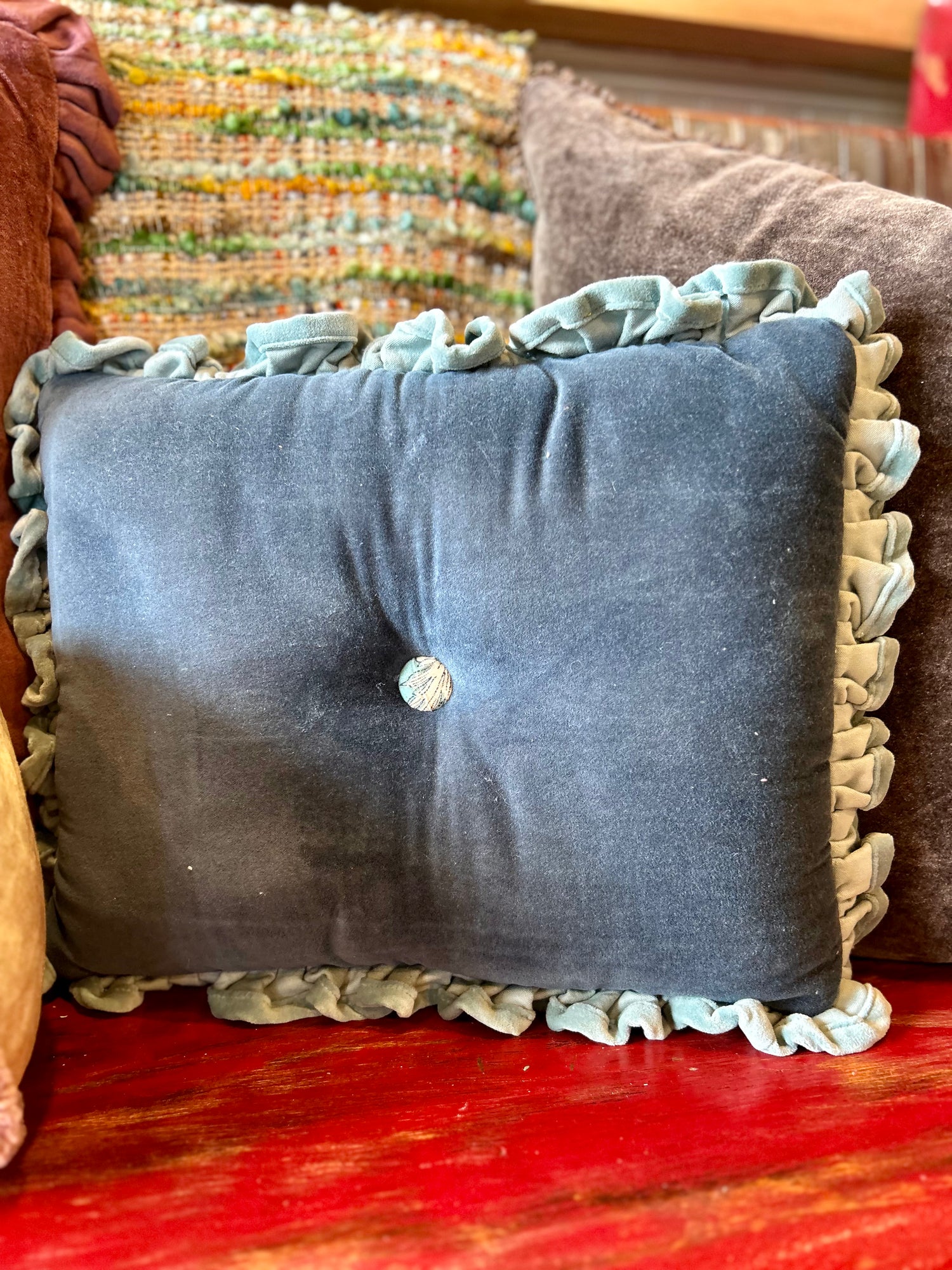 Velvet Ruffle Lumbar Pillow
