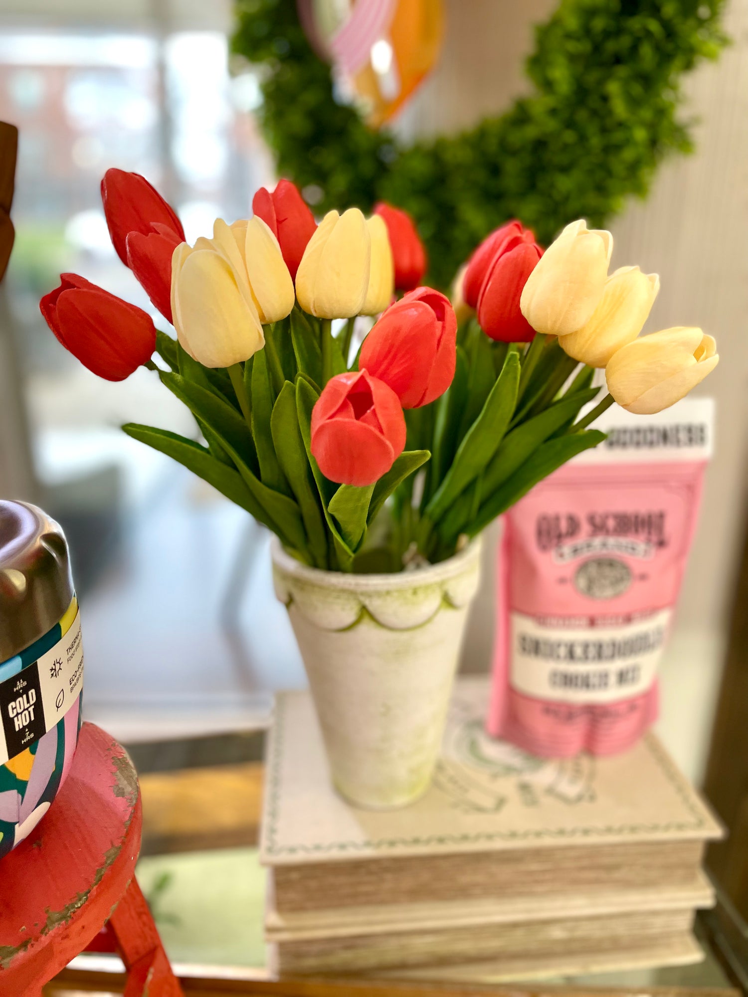 Coral and Peach Real Touch Tulips