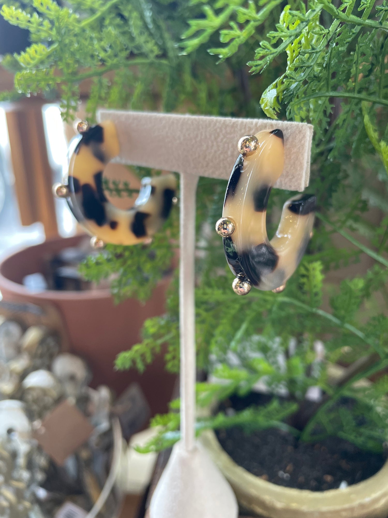 Tortoise Shell Spike Earrings