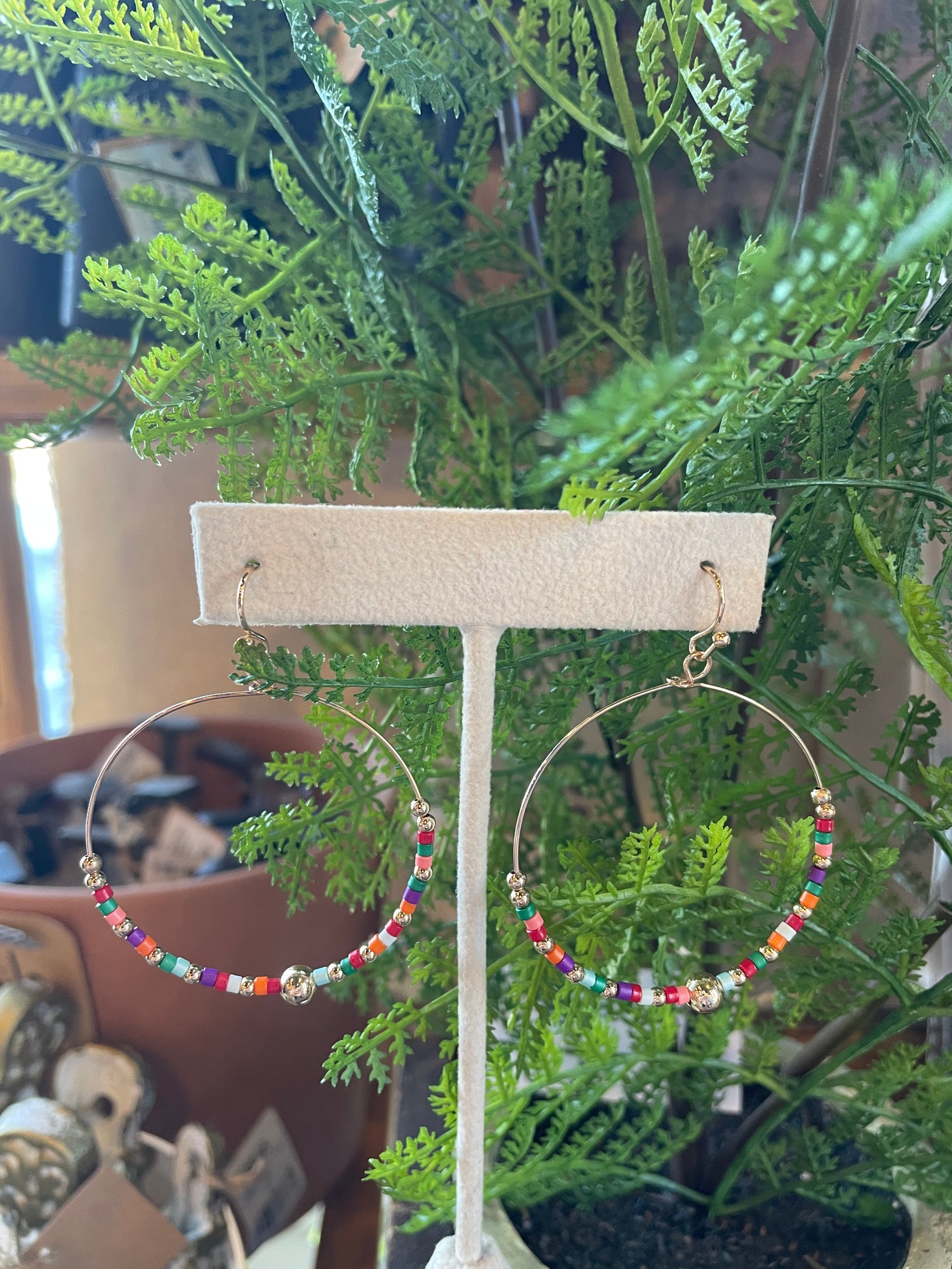 Multicolor Beaded Hoops