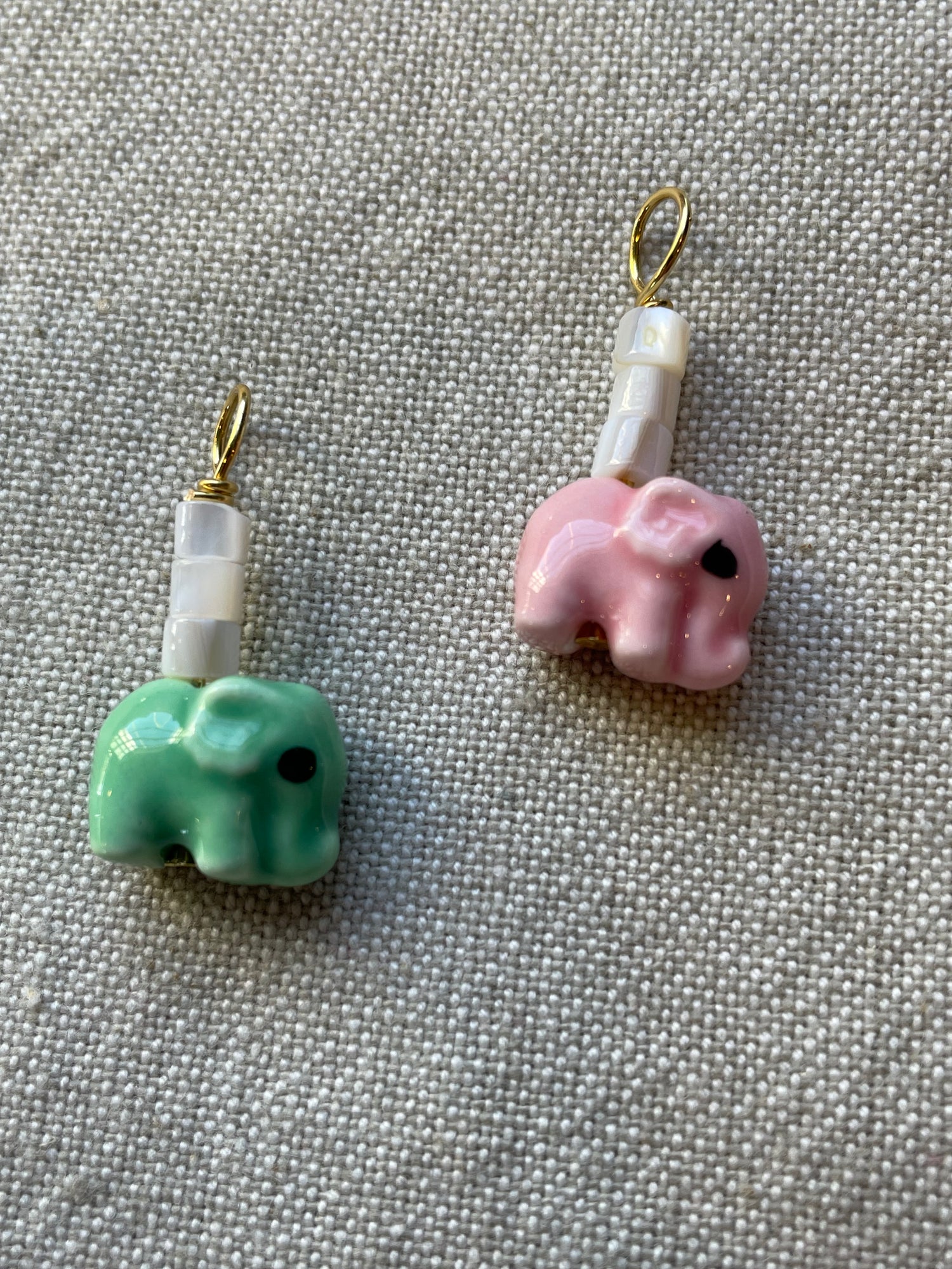 Porcelain Elephant Beaded Charm