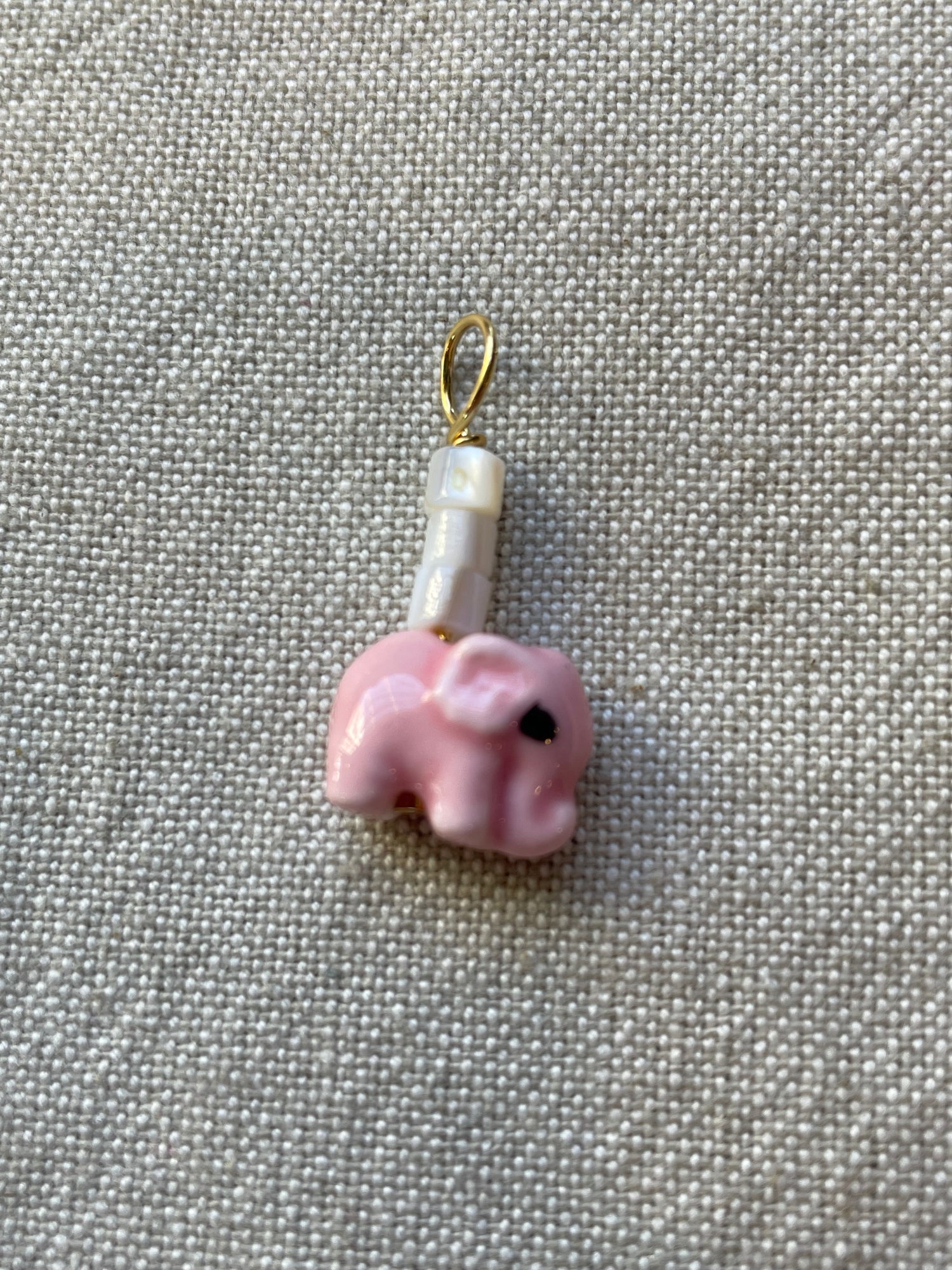 Porcelain Elephant Beaded Charm