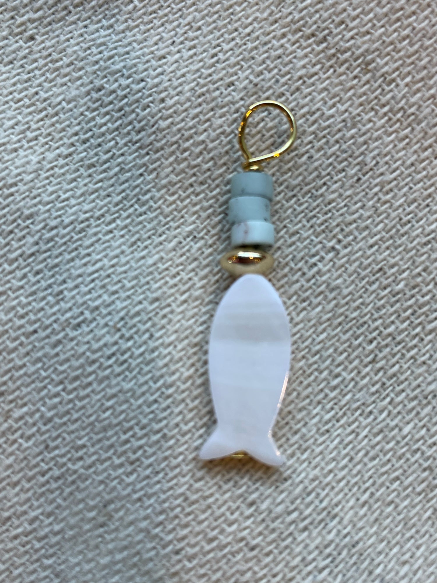 Turquoise Bead and Pearl Fish Charm