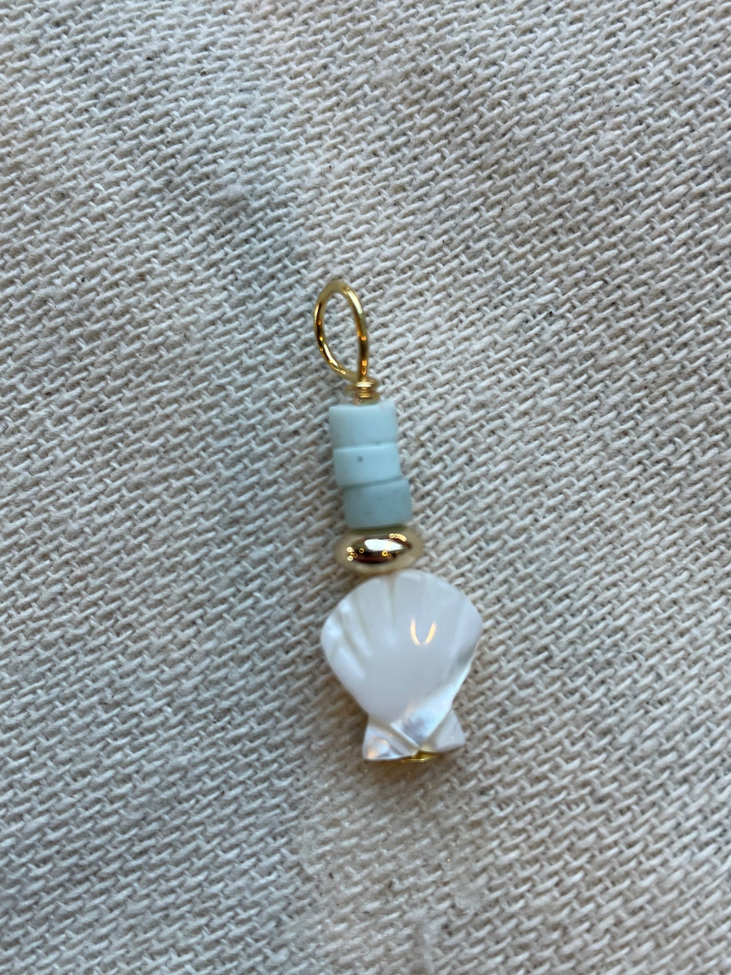 Turquoise Bead and Shell Charm