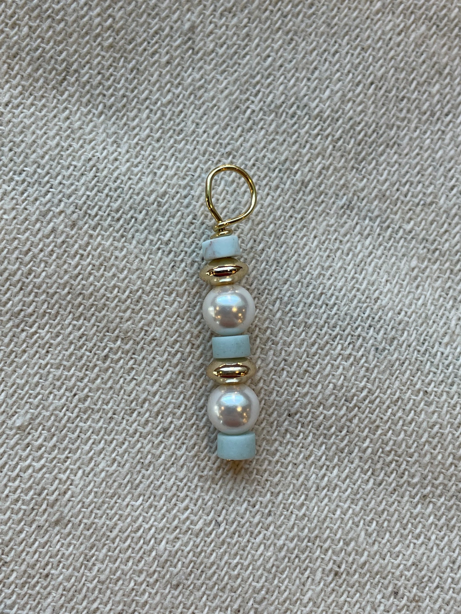 Turquoise and White Bead Charm